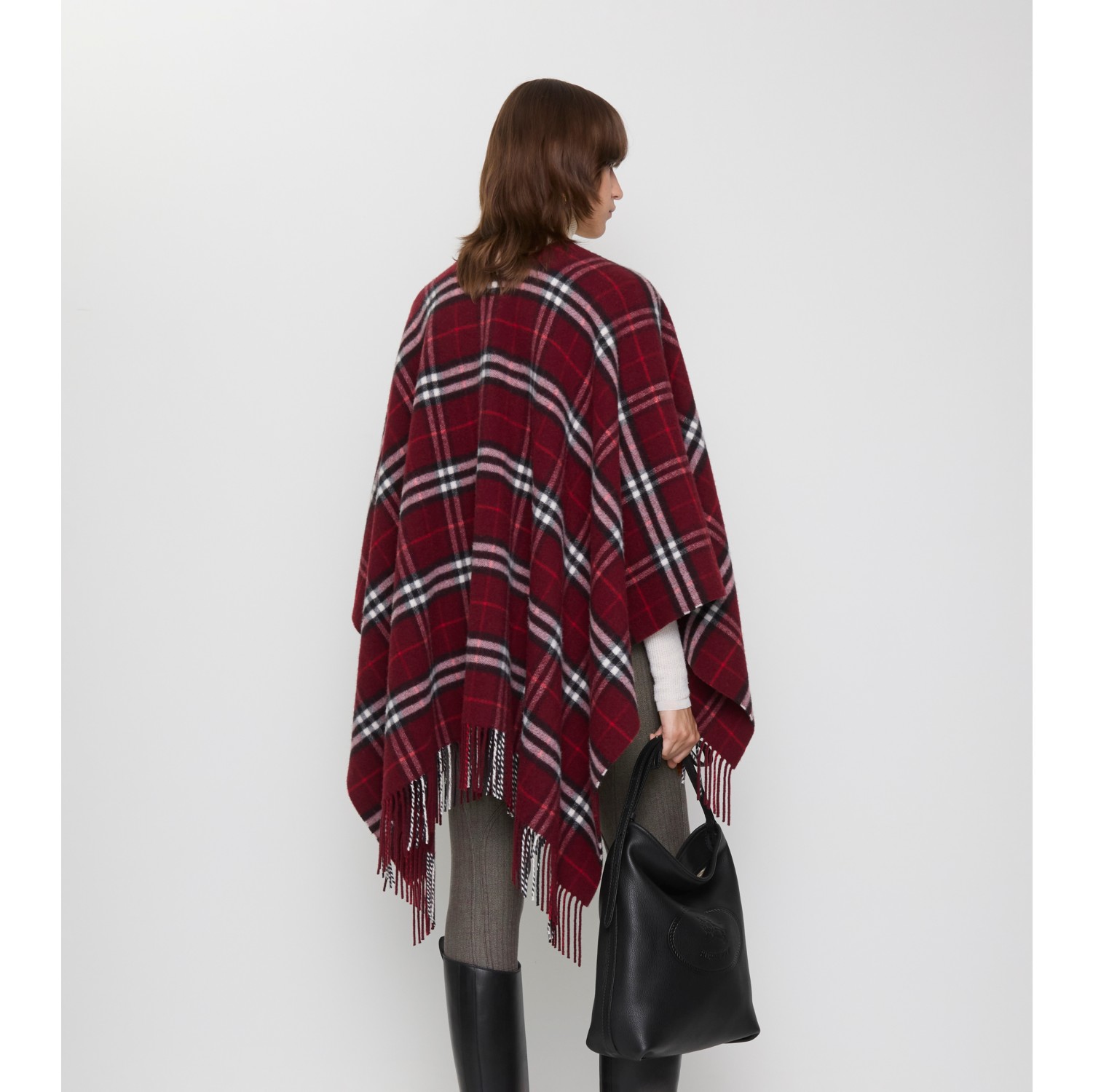 Cape en laine et cachemire Check