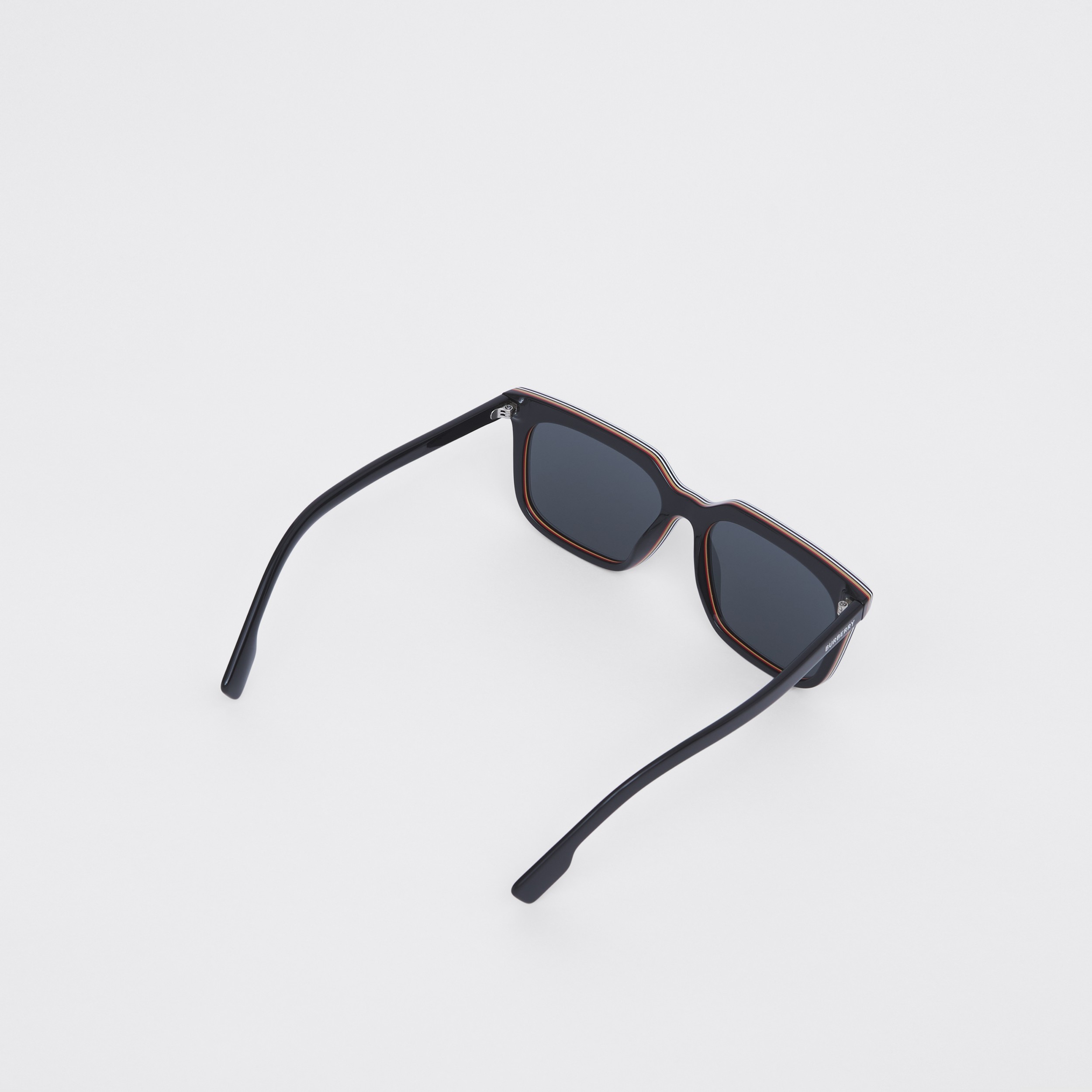 Óculos de sol com armação quadrada e detalhe de listras (Azul) - Homens | Burberry® oficial - 4