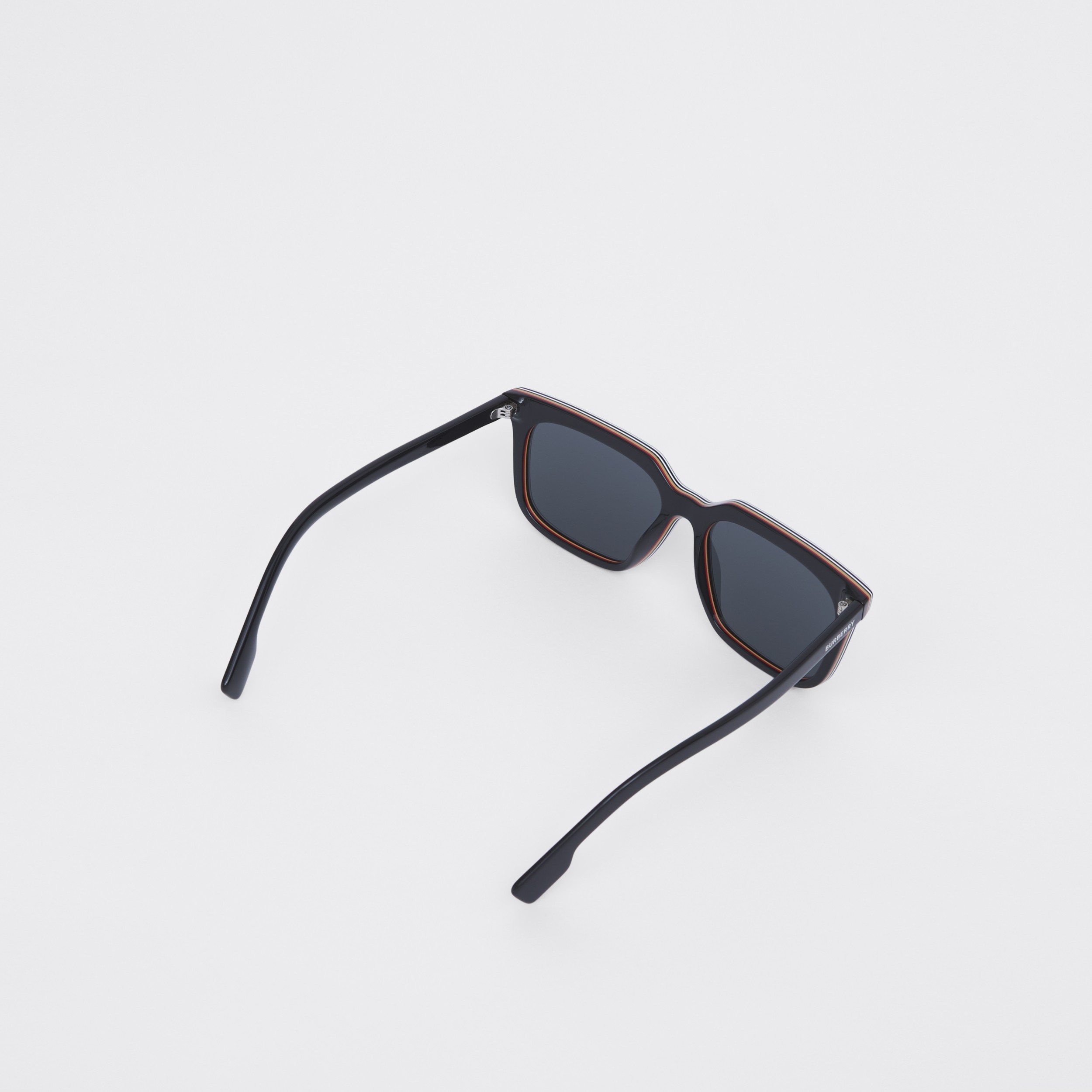 Stripe Detail Square Frame Sunglasses in Blue - Men | Burberry® Official