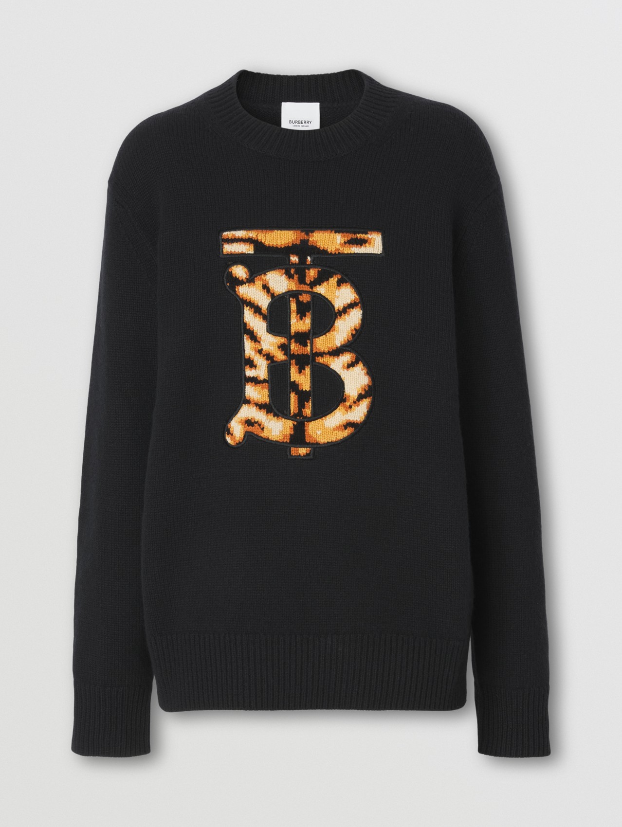 Monogram Motif Cashmere Sweater in Black