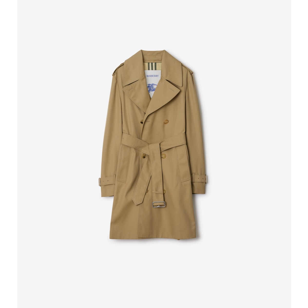 Shop Burberry Mid-length Cotton Blend Trench Coat In Teddy