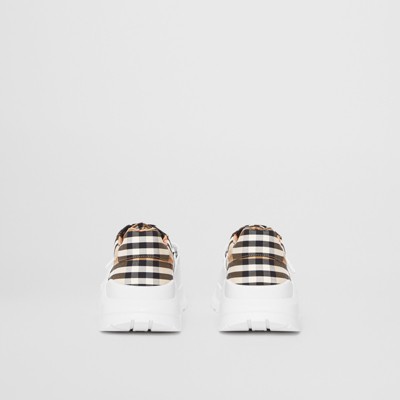 Vintage Check Cotton Sneakers in Archive Beige - Men | Burberry 