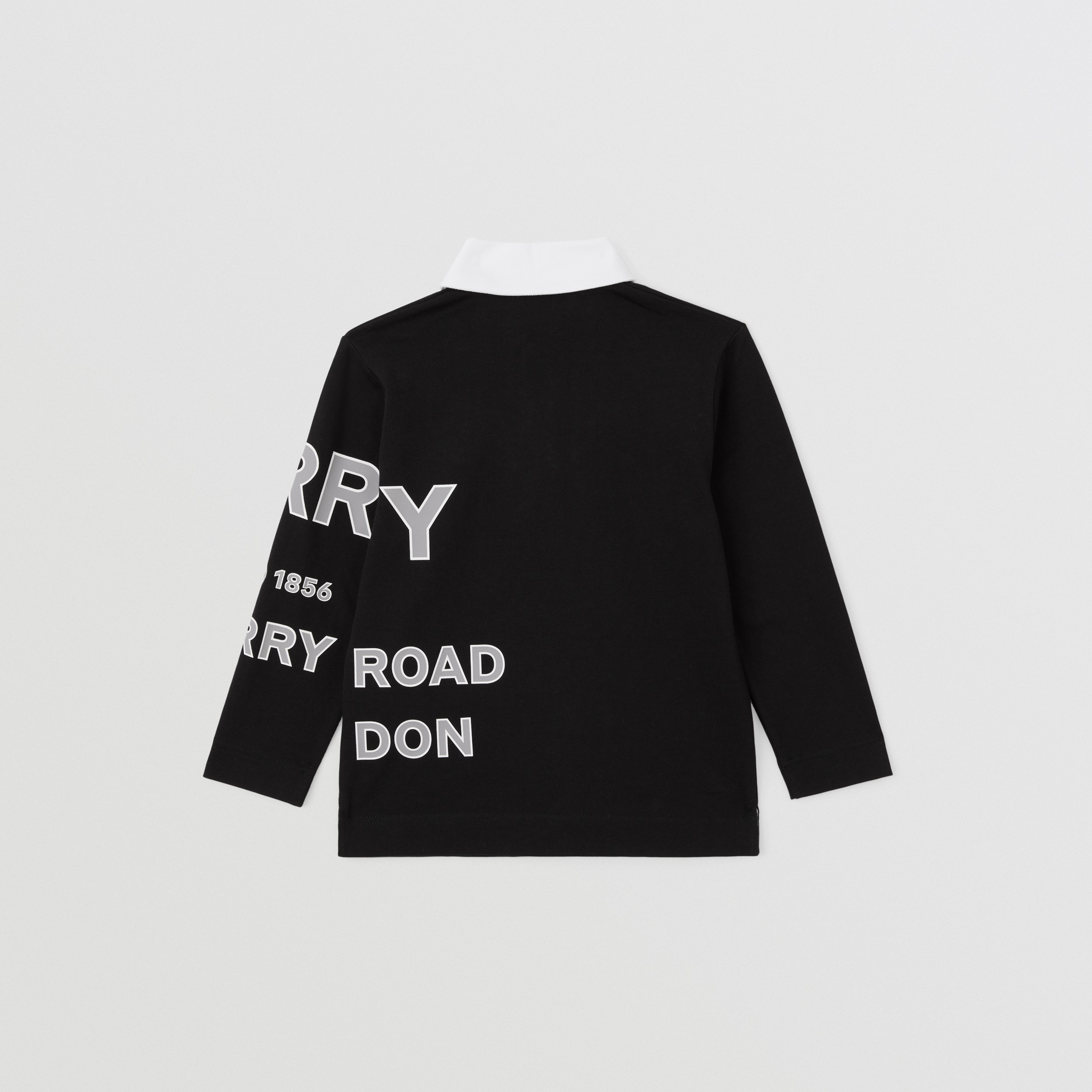 Langarm-Poloshirt aus Baumwolle mit Horseferry-Schriftzug (Schwarz) - Kinder | Burberry® - 4