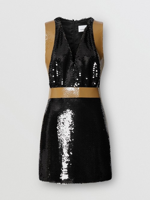 BURBERRY Tape Detail Sequinned Mini Dress