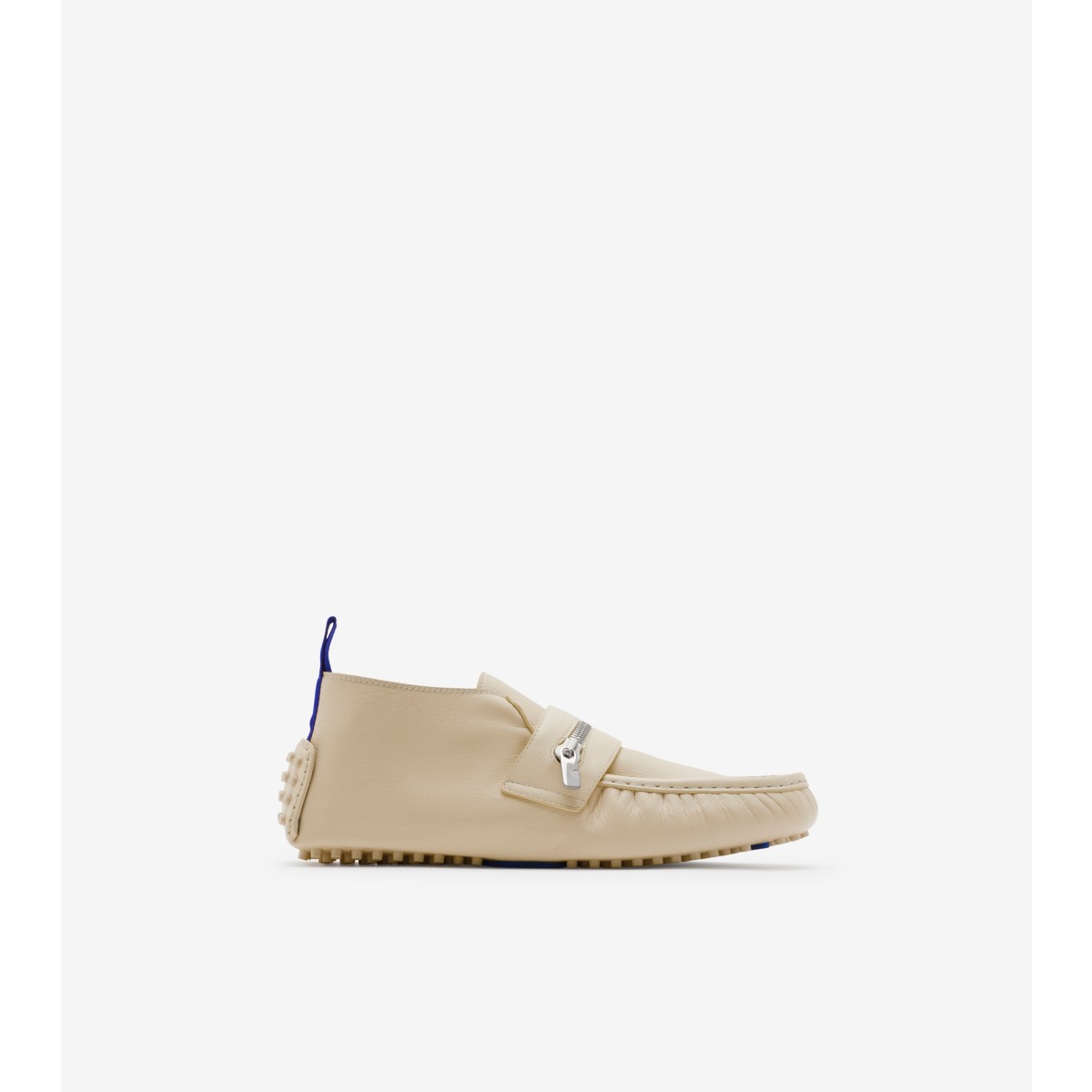 Shop Burberry Leather Motor High Loafers In Soap
