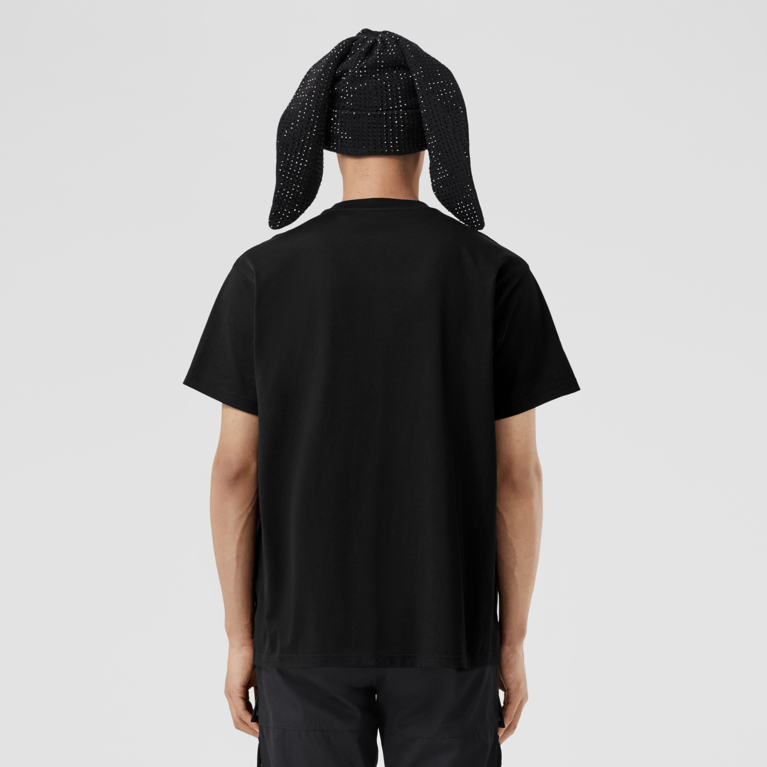 Rabbit Print Cotton T-shirt in Black - Men | Burberry® Official - 3
