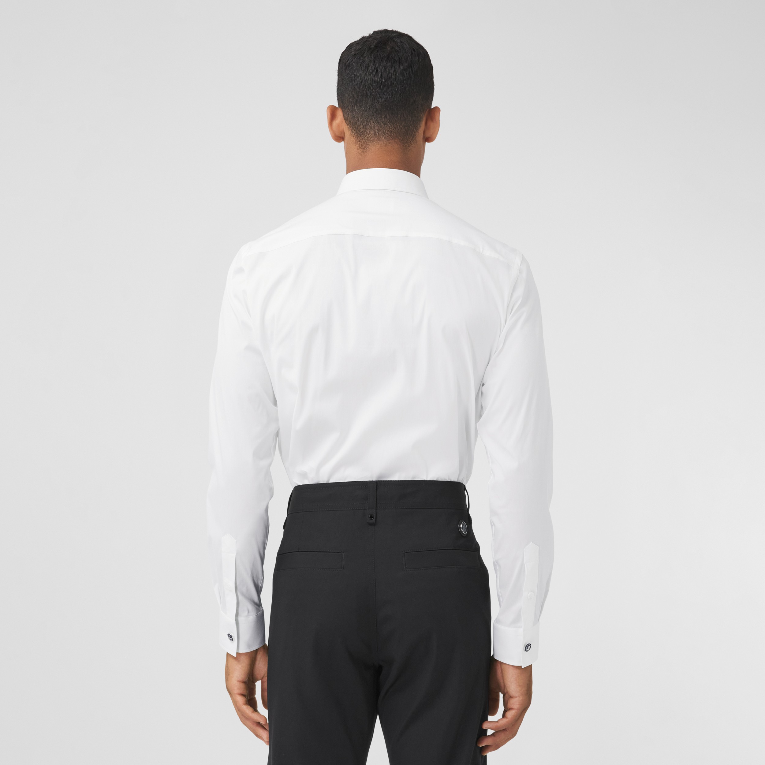 Monogram Motif Technical Cotton Shirt in White - Men | Burberry® Official - 3