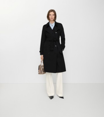 Long Chelsea Heritage Trench Coat in Black - Women, Cotton