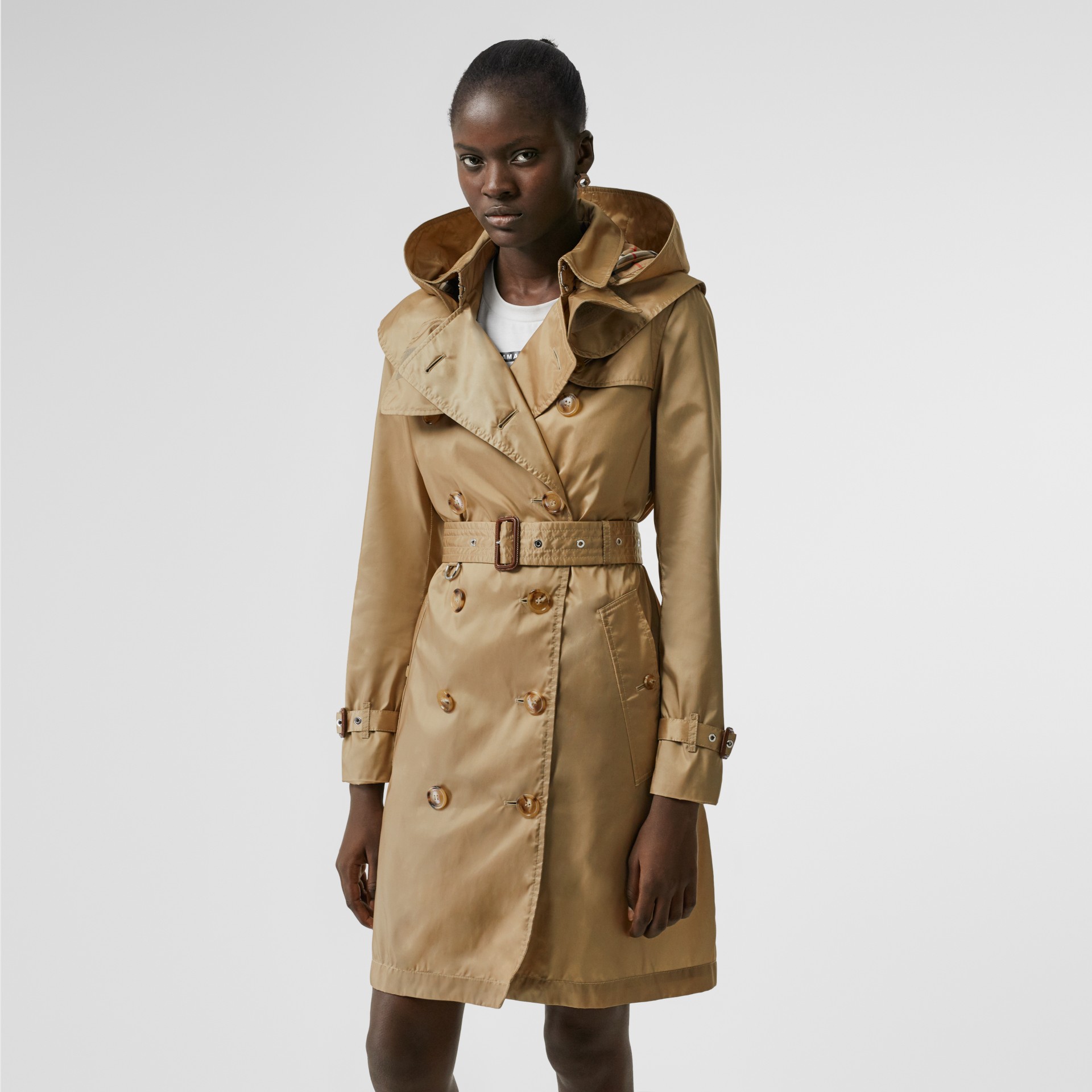 Detachable Hood ECONYL® Trench Coat in Honey - Women | Burberry United ...