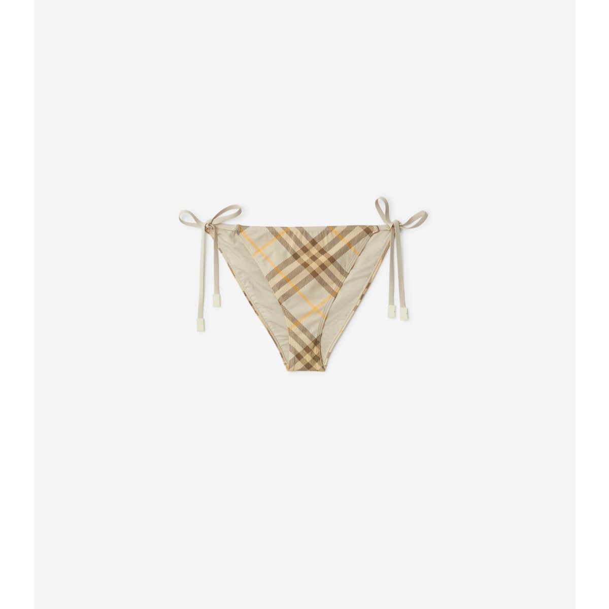 Burberry Check Print Slip-on Bikini Briefs In Wheat