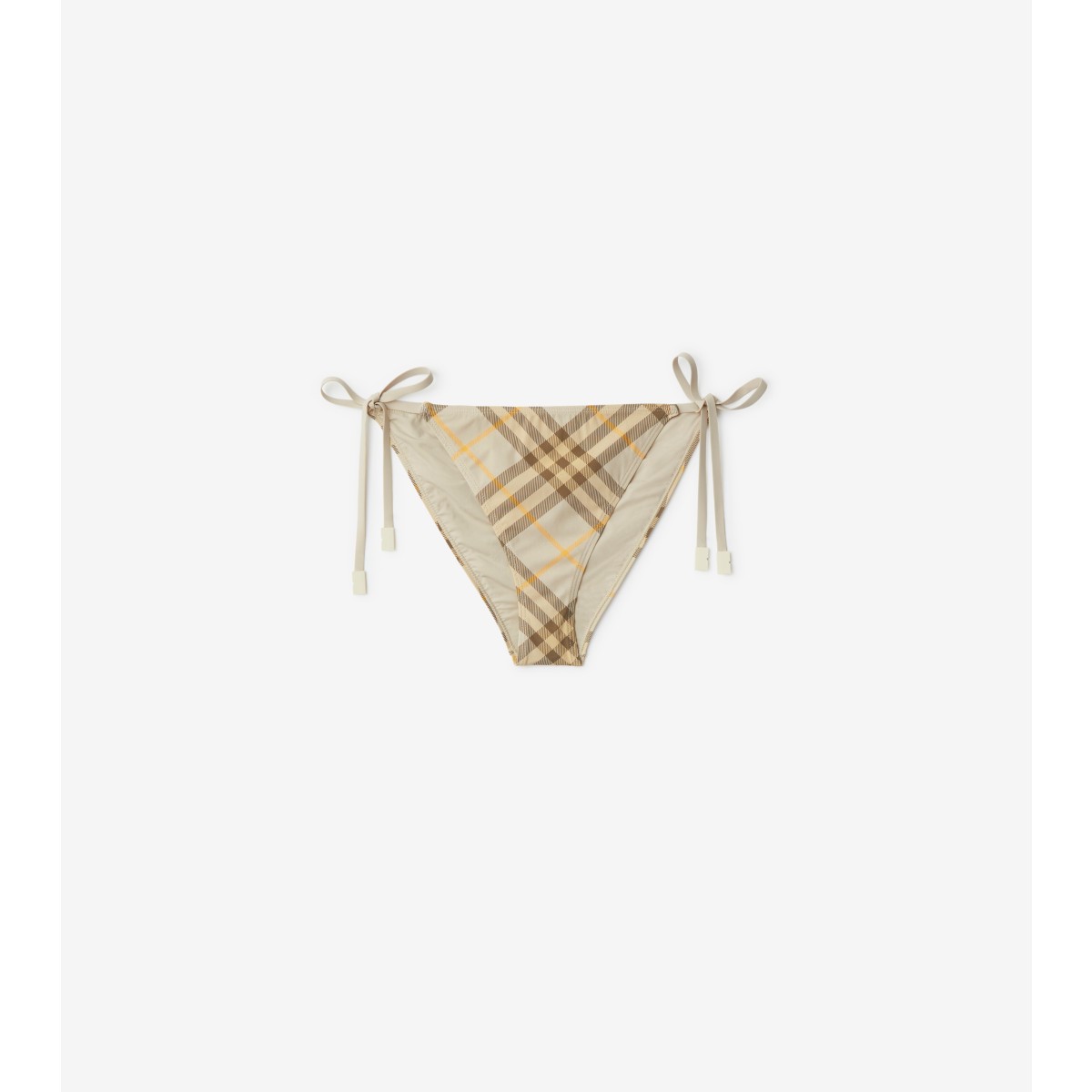 Shop Burberry Check Bikini Briefs In Wheat