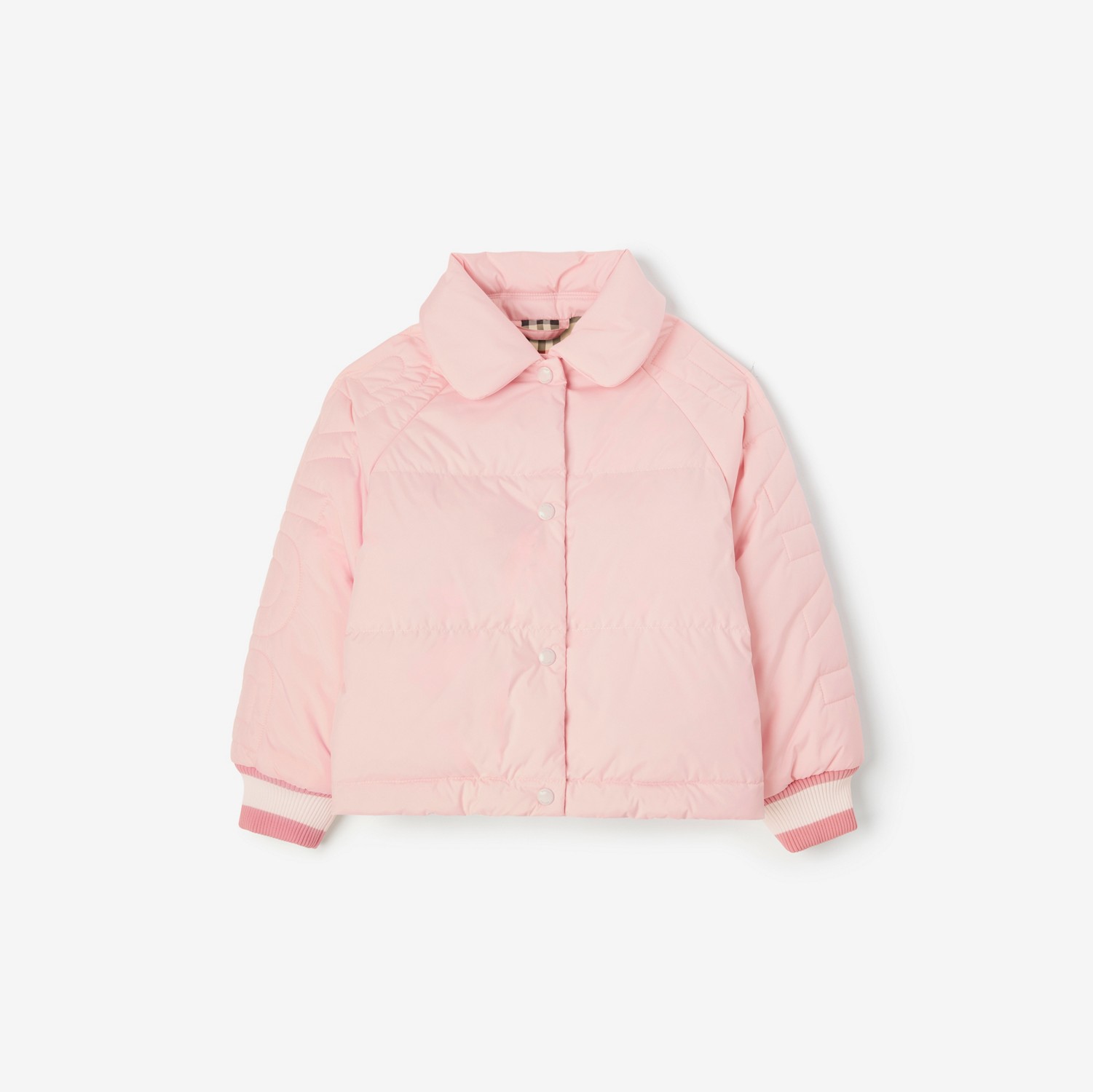 로고 퀼팅 퍼퍼 재킷 (시쉘 핑크) | Burberry®