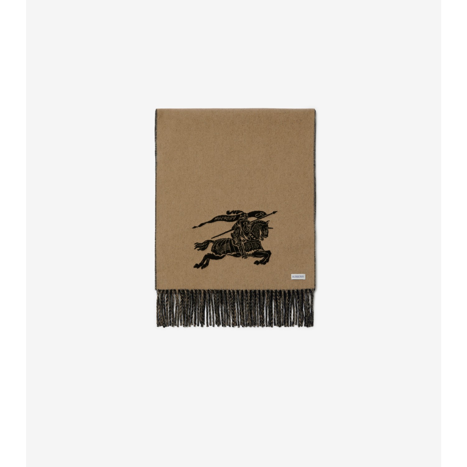 Reversible EKD Cashmere Scarf in Camel/black