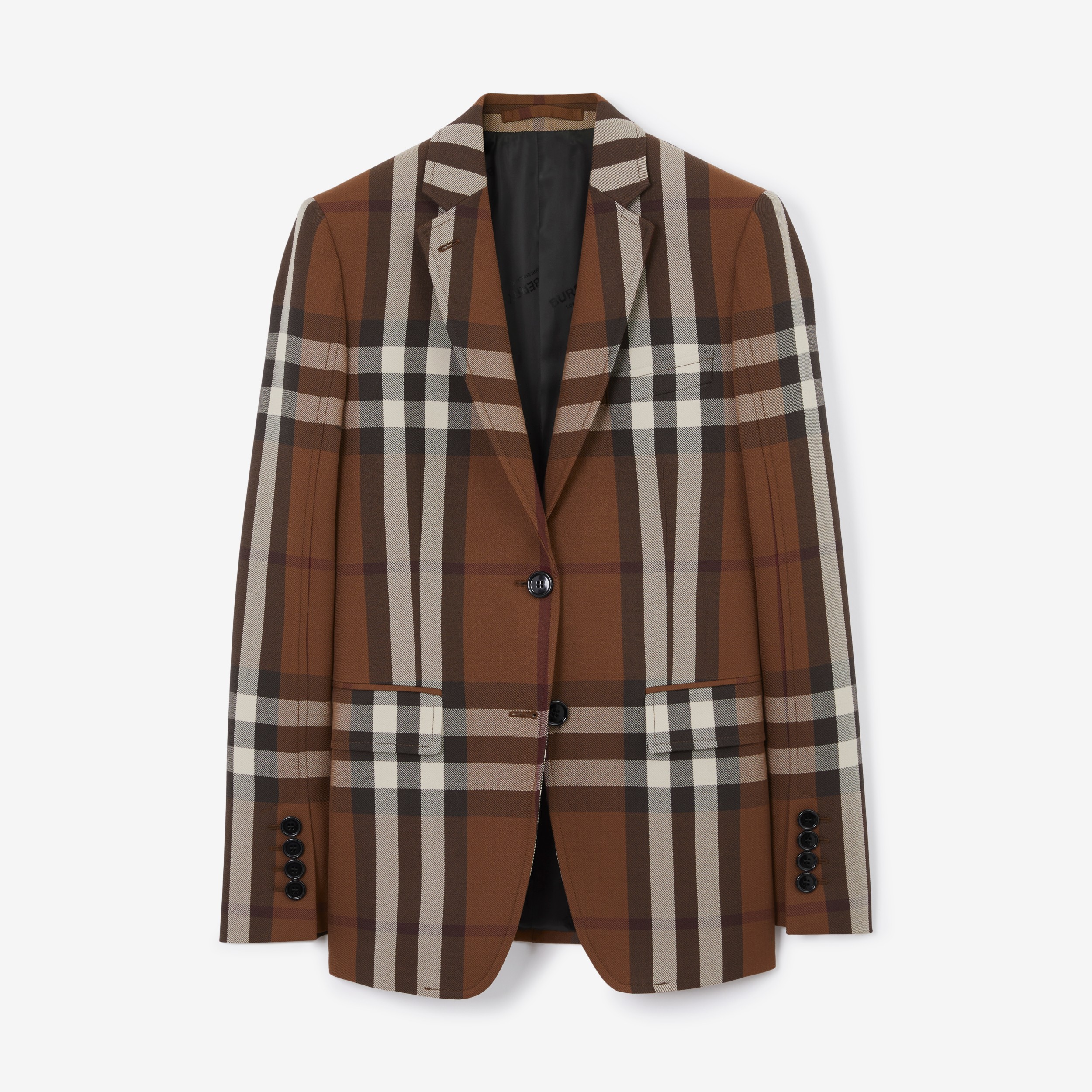 Check Wool Cotton Jacquard Tailored Jacket in Dark Birch Brown - Women |  Burberry® Official