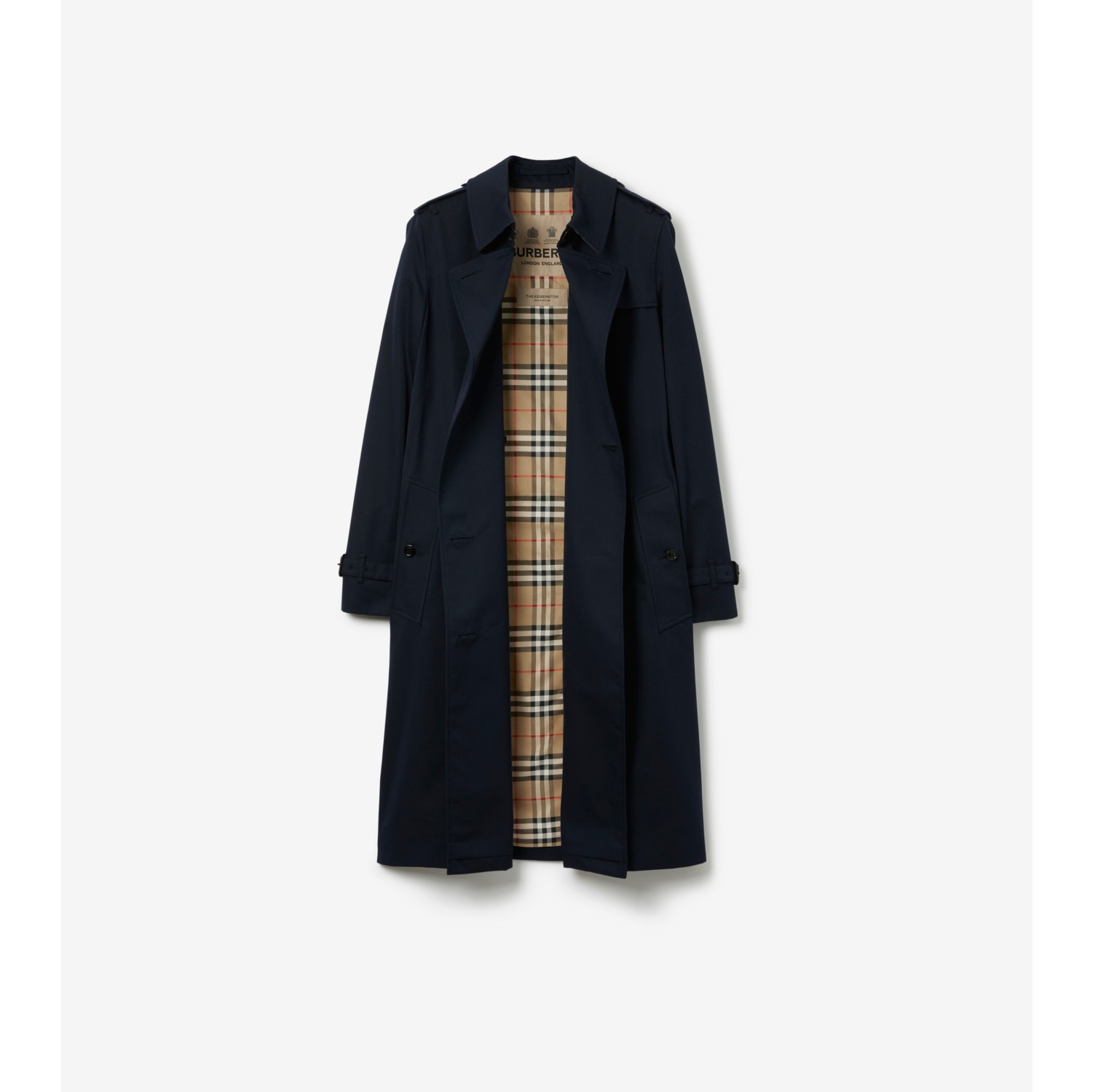 Long Kensington Heritage Trench Coat in Coal blue - Women, Cotton Gabardine  | Burberry® Official