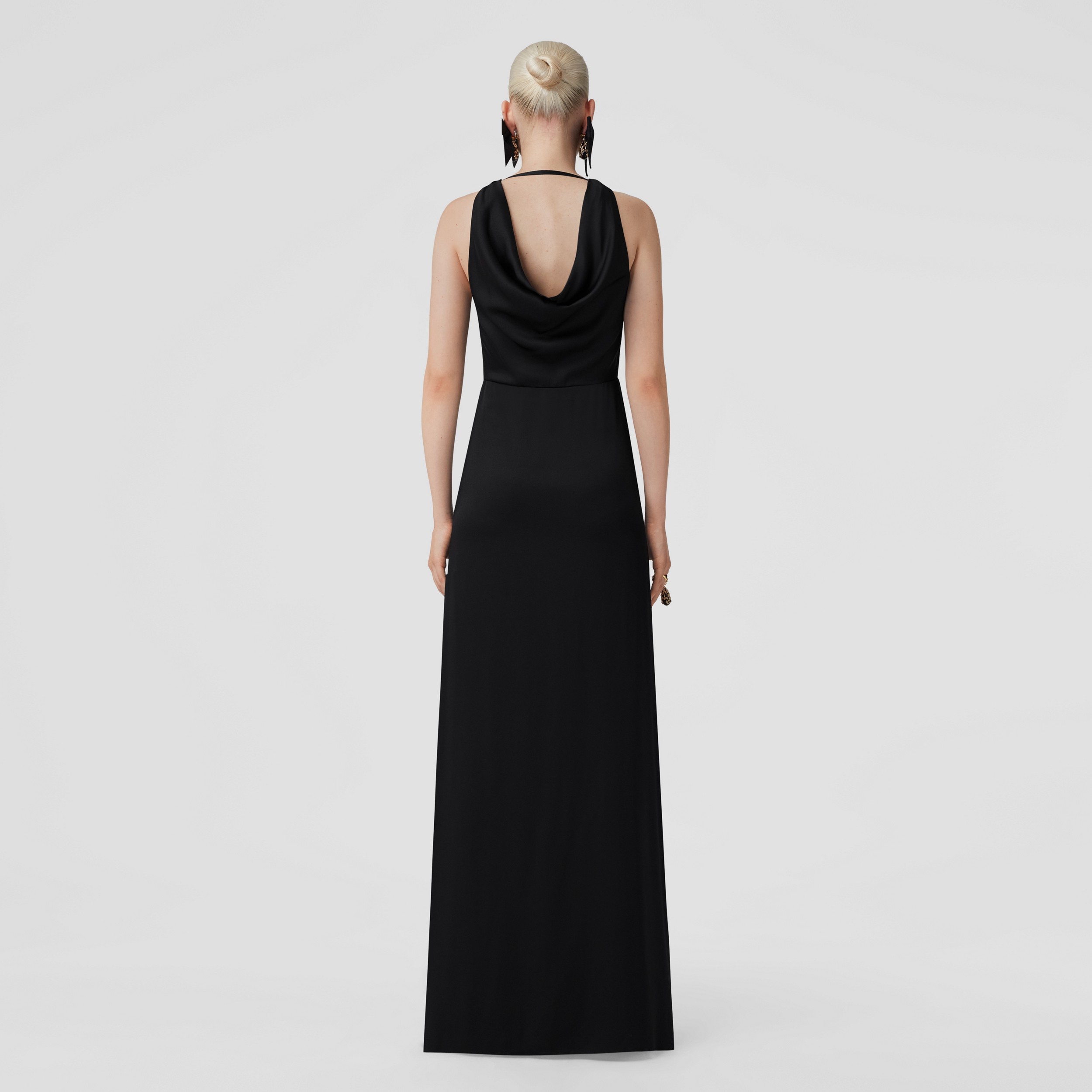 Sleeveless Silk Satin Gown in Black - Women | Burberry® Official - 3