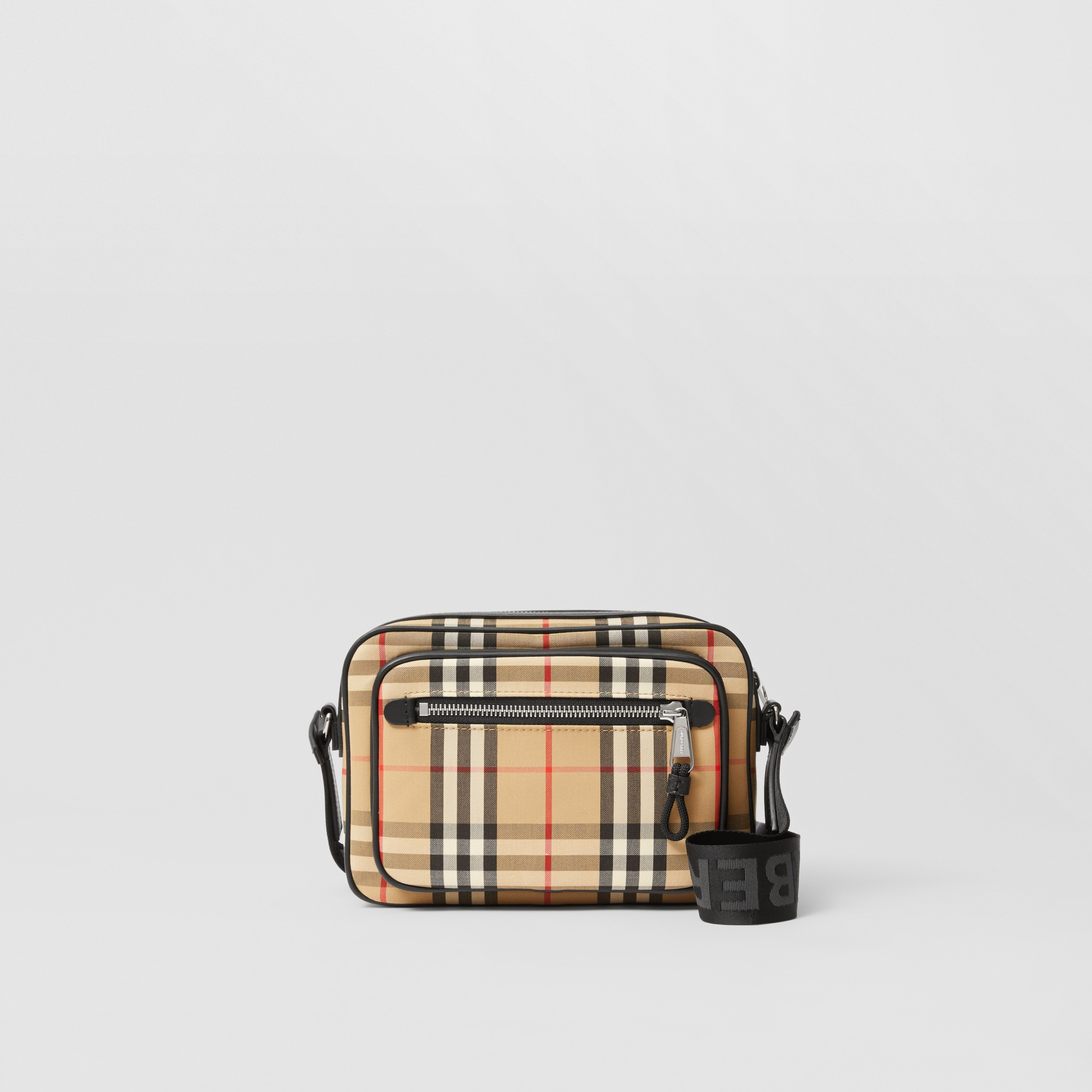 Vintage Check Leather Crossbody Bag in Beige Men | Burberry® Official