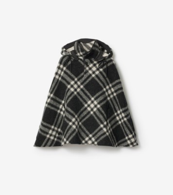 チェック ウールポンチョ (ブラック) | Burberry®公式サイト