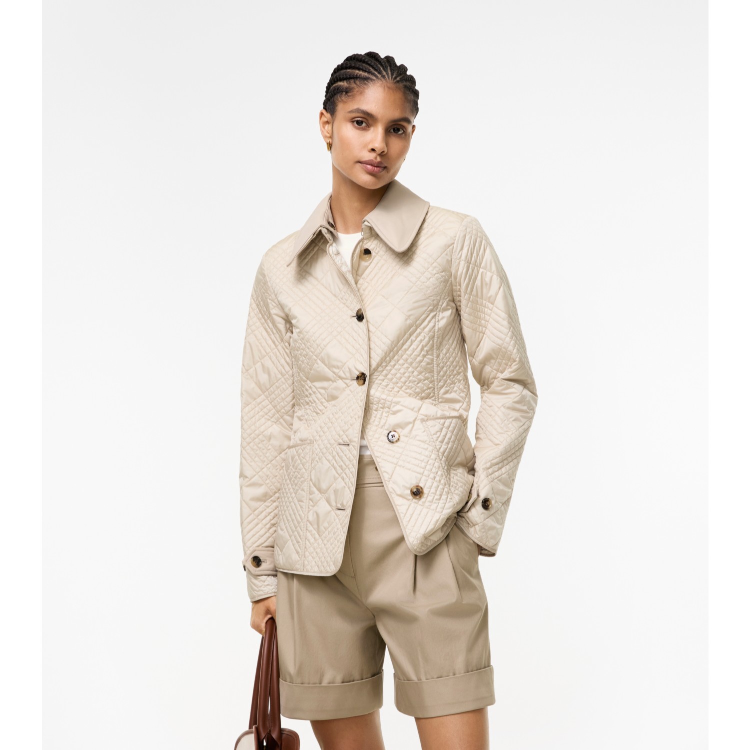 Nylonjacke mit kleinem Karo-Nahtmuster