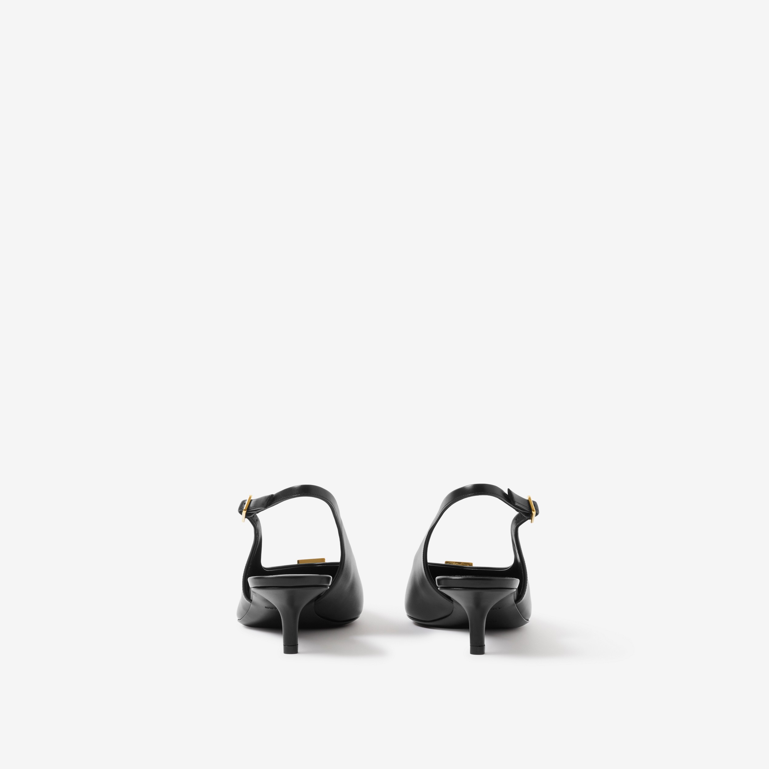 Zapatos de tacón destalonados en piel con puntera en pico y monograma (Negro) - Mujer | Burberry® oficial - 3
