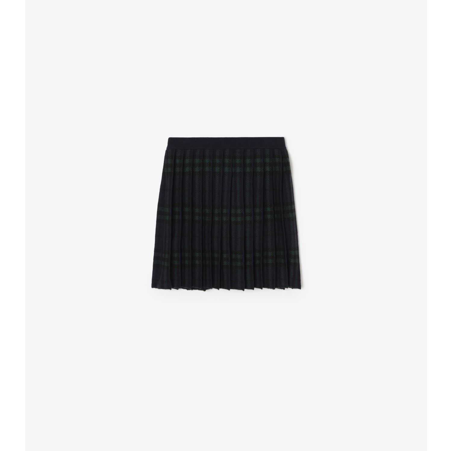 Pleated Check Wool Skirt