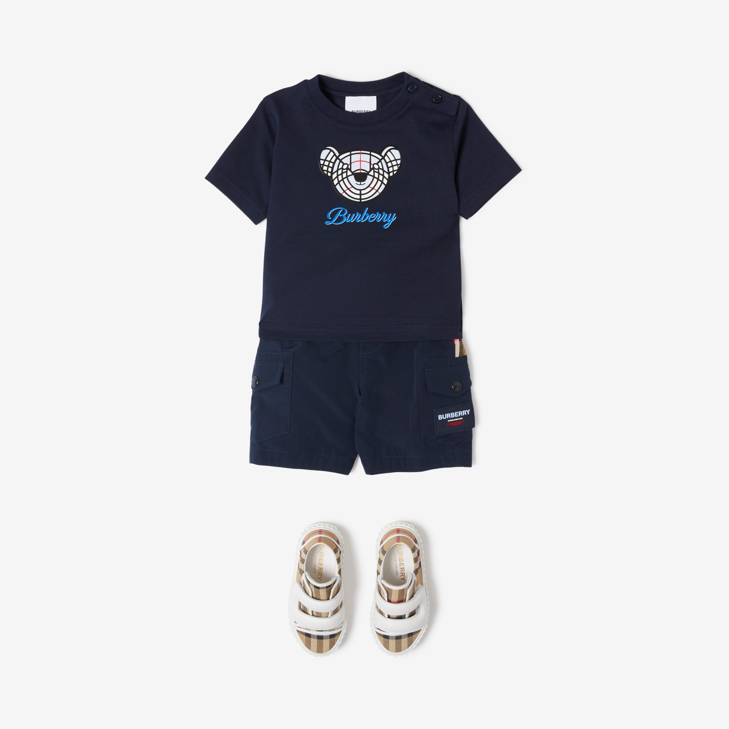 Thomas Bear Motif Cotton T-shirt in Deep Charcoal Blue - Children | Burberry® Official - 2