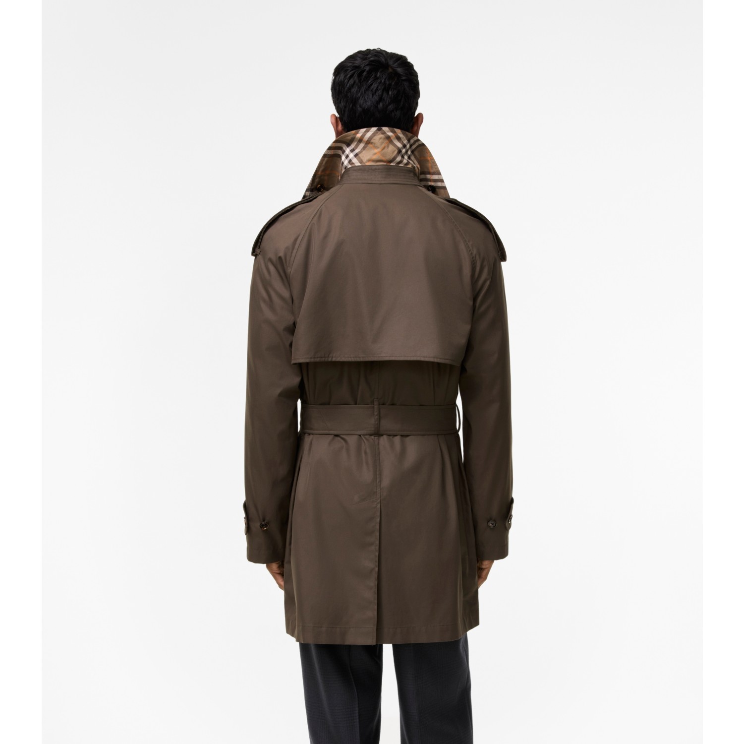 Mid-length Gabardine Leadenham Trench Coat in Estuary brown - Men, Cotton | Burberry® Official