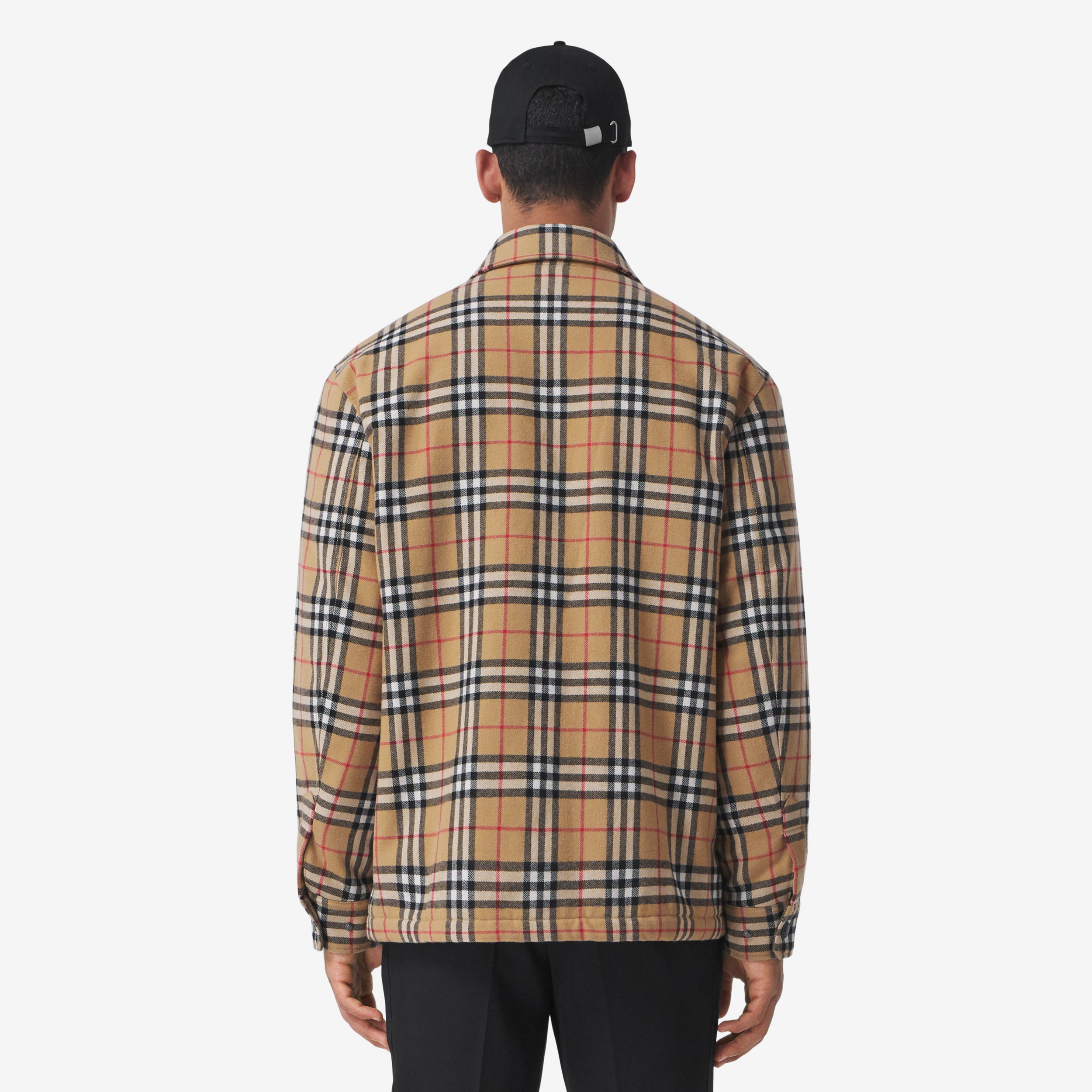 Vintage Check Wool Cotton Overshirt in Archive Beige - Men | Burberry® Official - 3