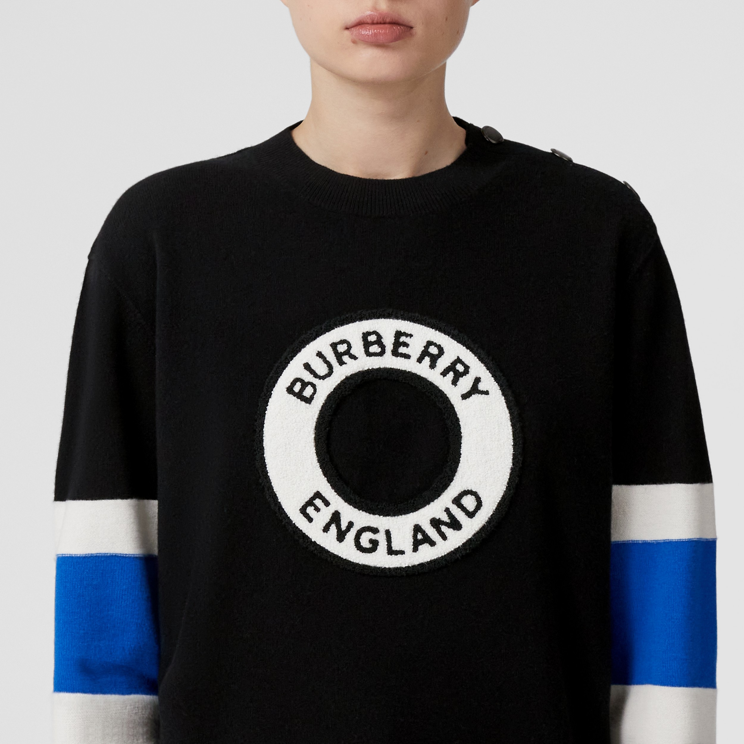 Logo Graphic Appliqué Wool Cashmere Sweater in Black - Women | Burberry® Official - 2