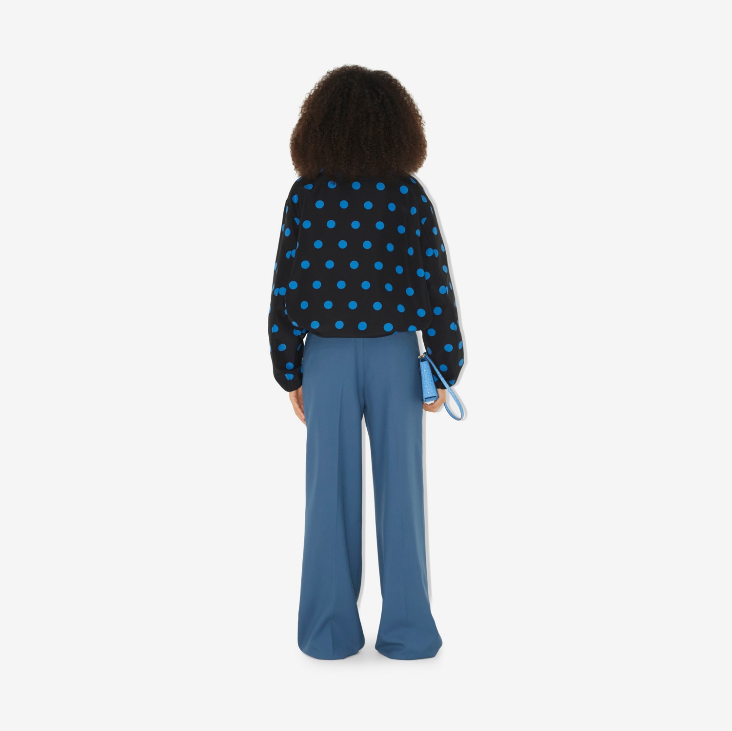 Jaqueta oversize de nylon com estampa de poás em jacquard (Azul Vívido) - Mulheres | Burberry® oficial