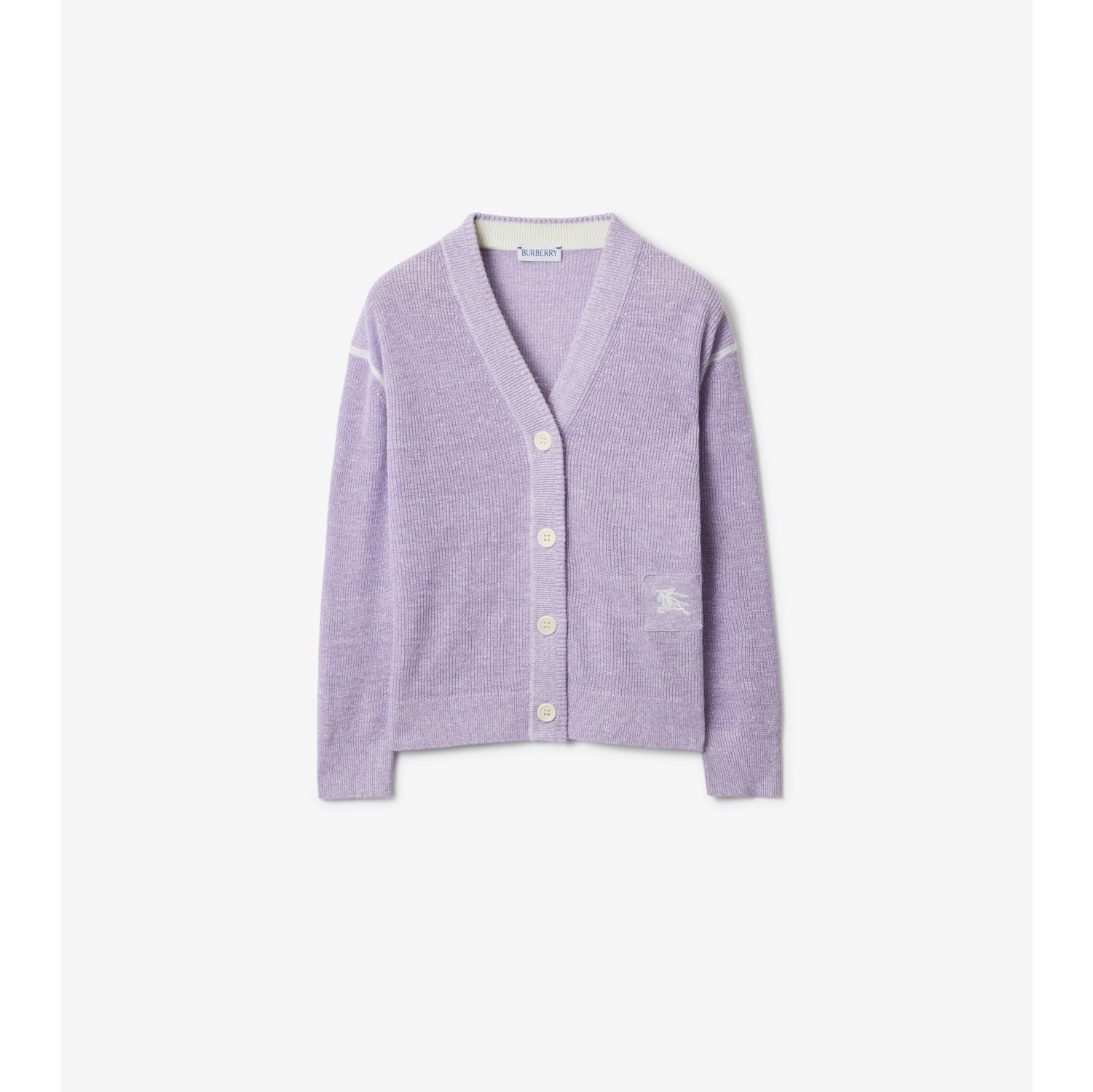 Linen Cotton Cardigan in Purple melange | Burberry® Official