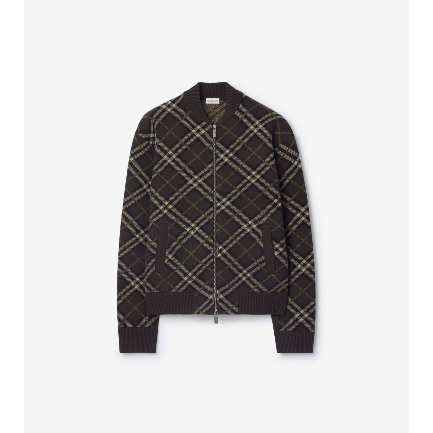 Check Wool Cashmere Bomber Jacket