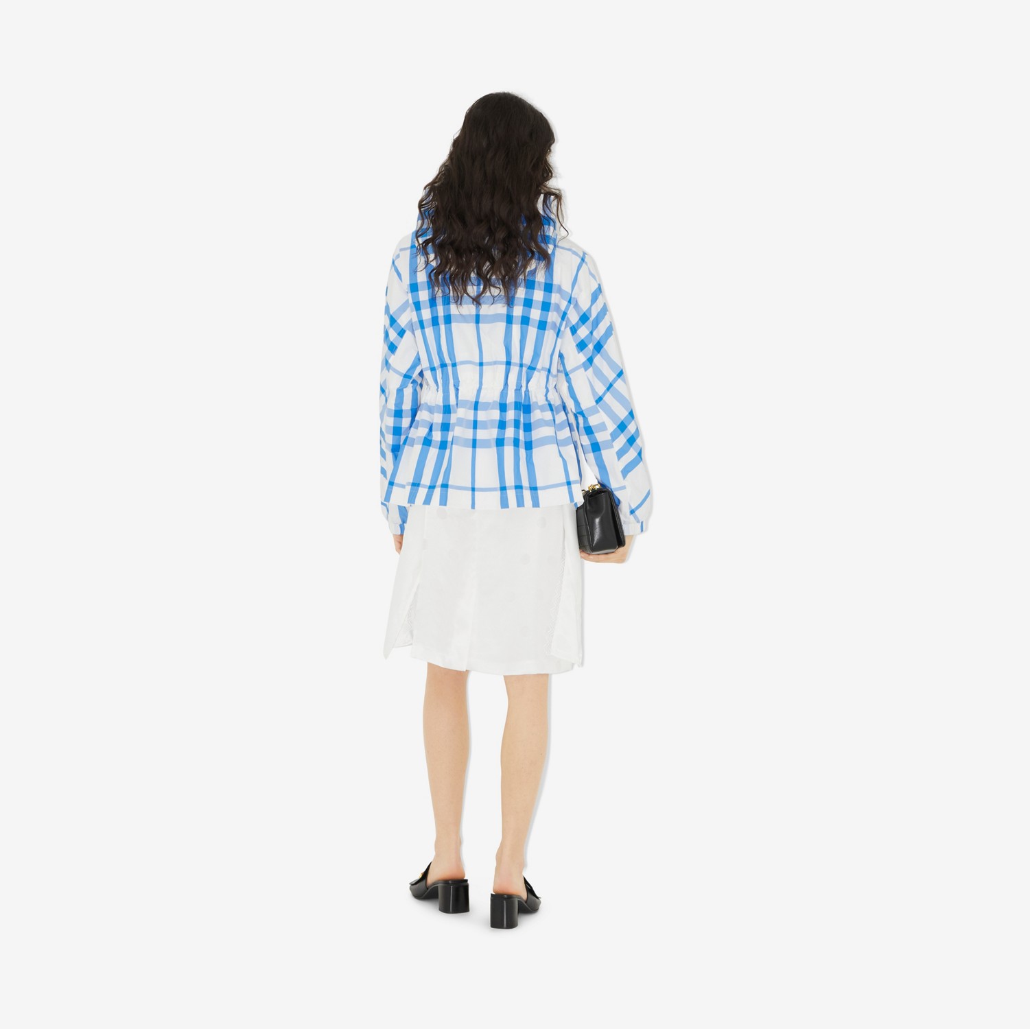 Chaqueta en nailon Check con capucha (Blanco Óptico) - Mujer | Burberry® oficial