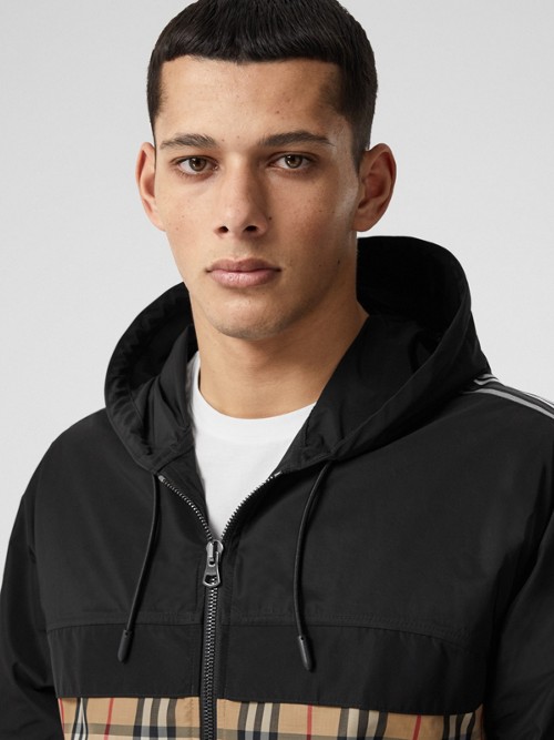 BURBERRY Check Panel Shape-memory Taffeta Hooded Jacket