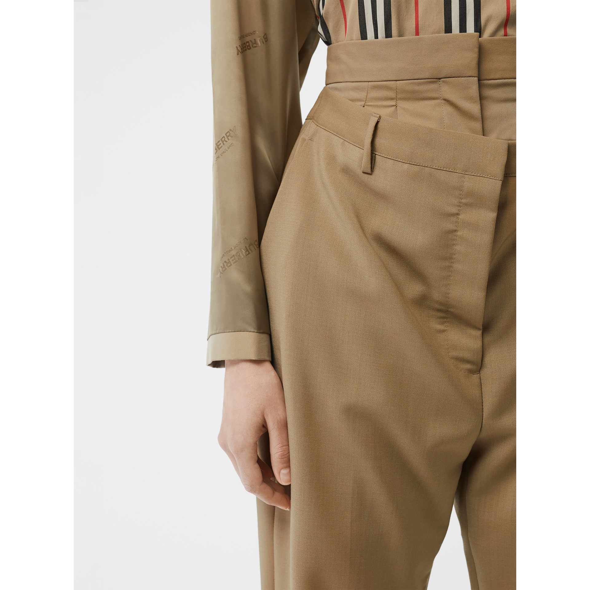 Double-waist Mohair Wool Trousers in Honey - Women | Burberry United States