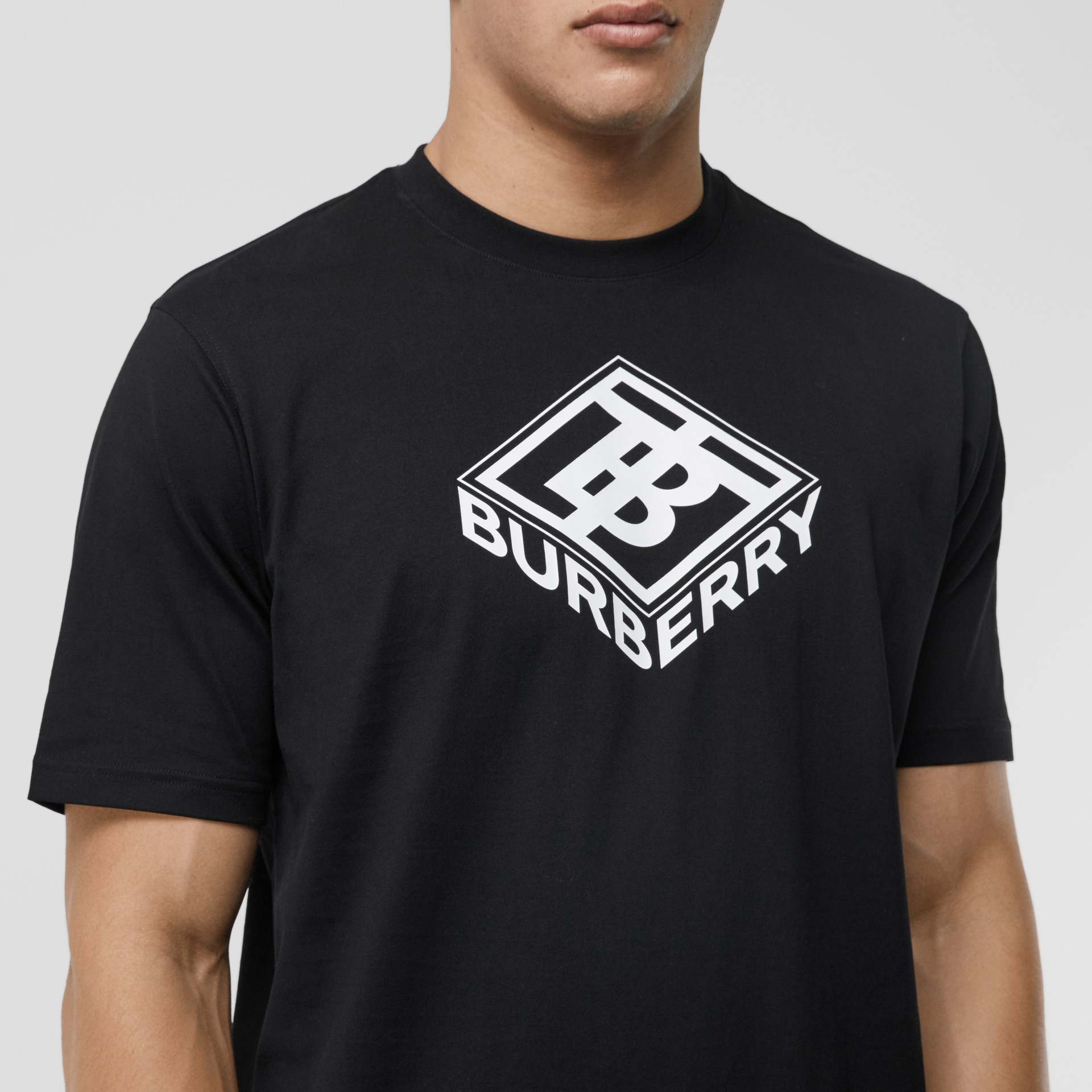 Logo Graphic Cotton T-shirt in Black - Men | Burberry United Kingdom