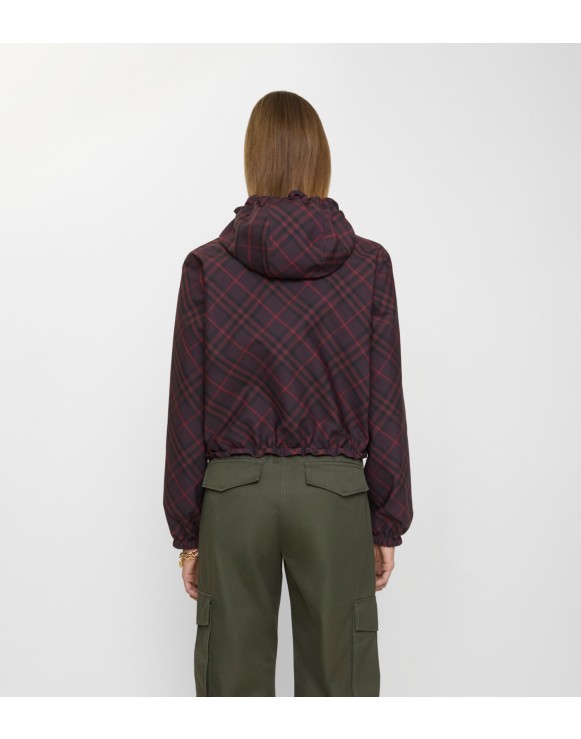 Veste à capuche courte réversible Check