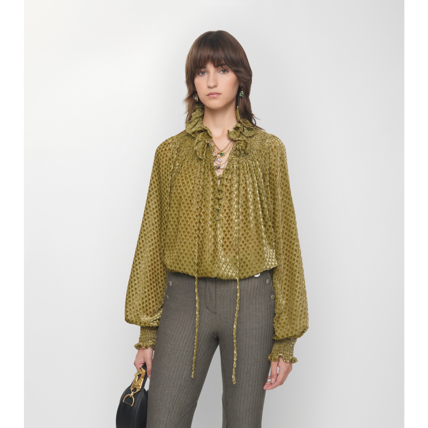 Torch Silk Blend Velvet Blouse