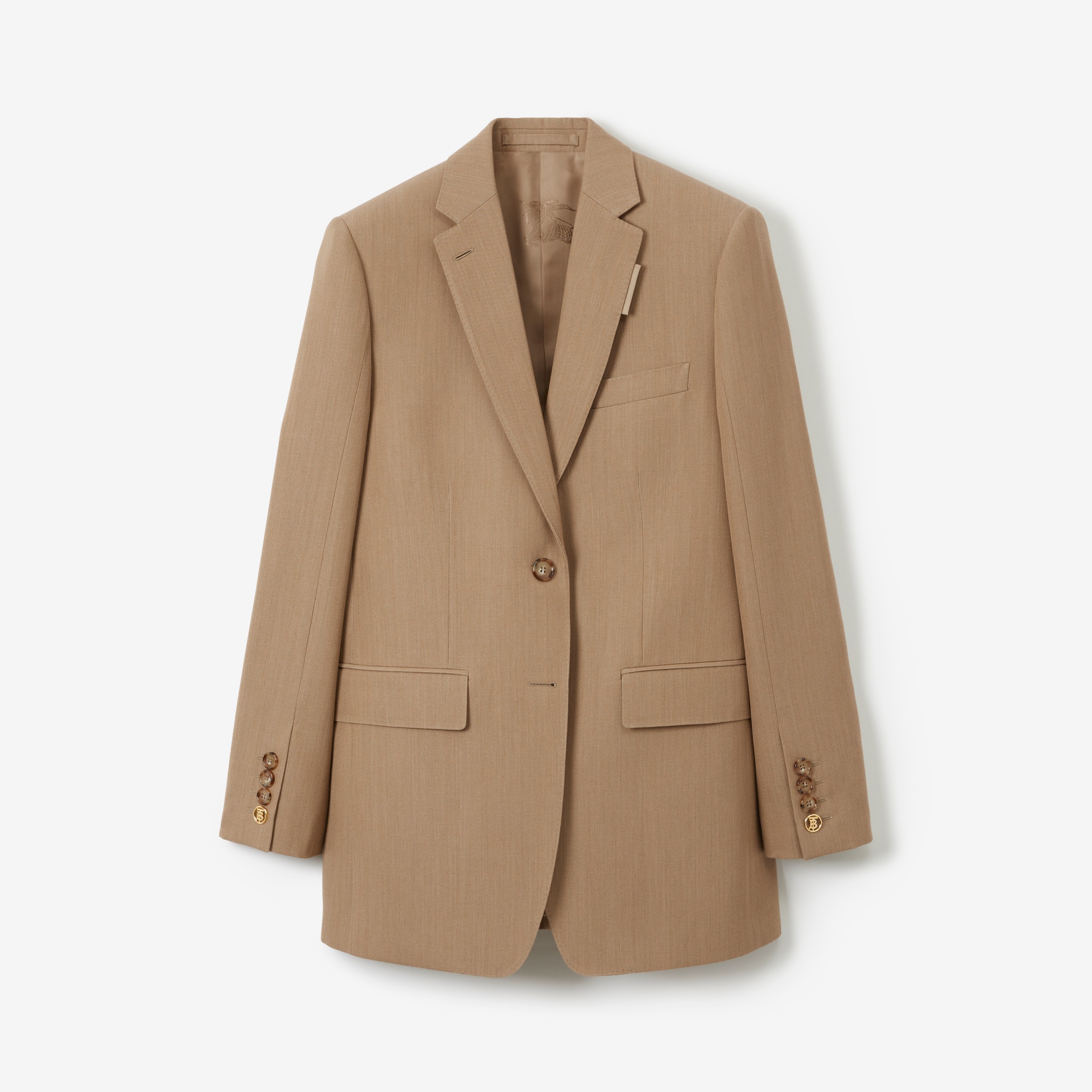Wool Tailored Jacket in Camel Melange - Women | Burberry® Official - 1