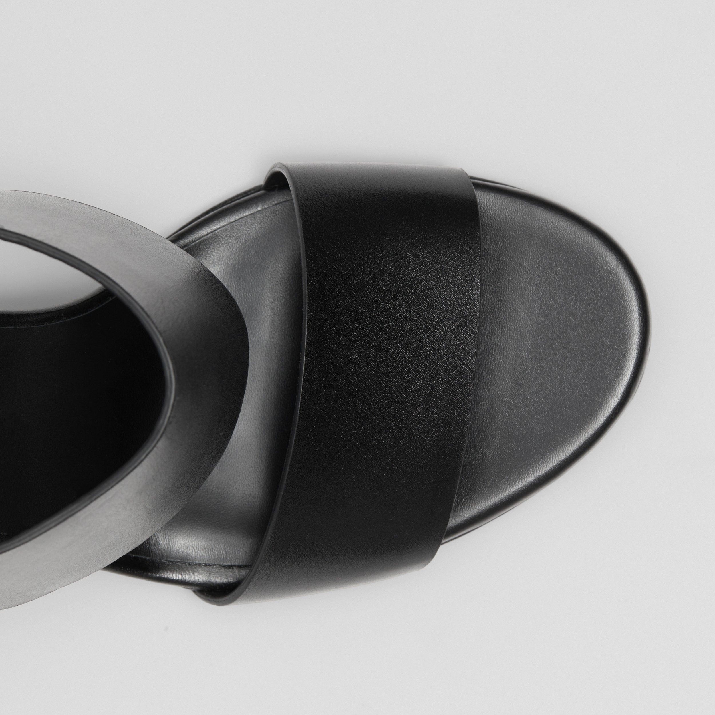 Monogram Motif Leather Blockheel Sandals in Black Burberry® Official