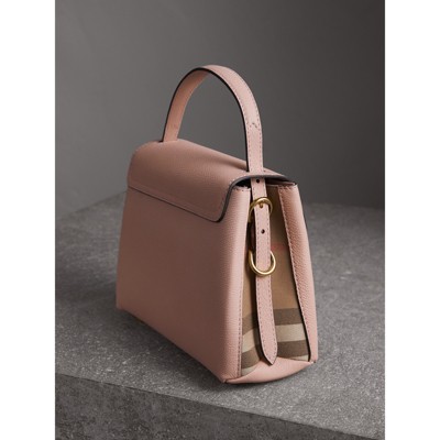 burberry small grainy leather and house check tote bag