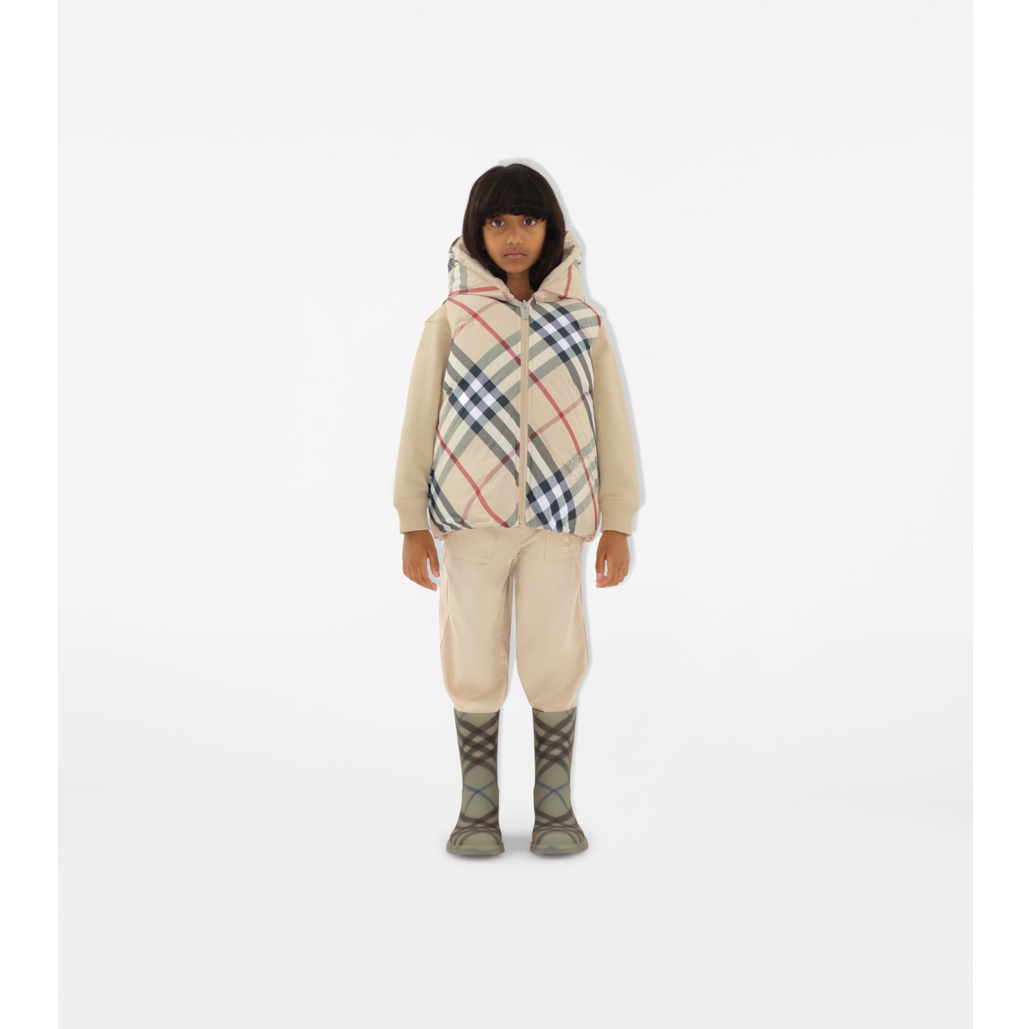 Reversible Check Nylon Padded Gilet