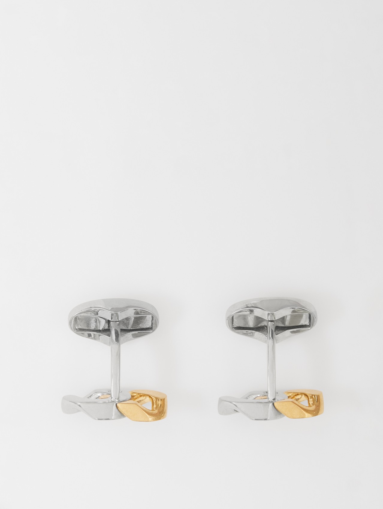Gold and Palladium-plated Chain-link Cufflinks in Antique Gold/silver