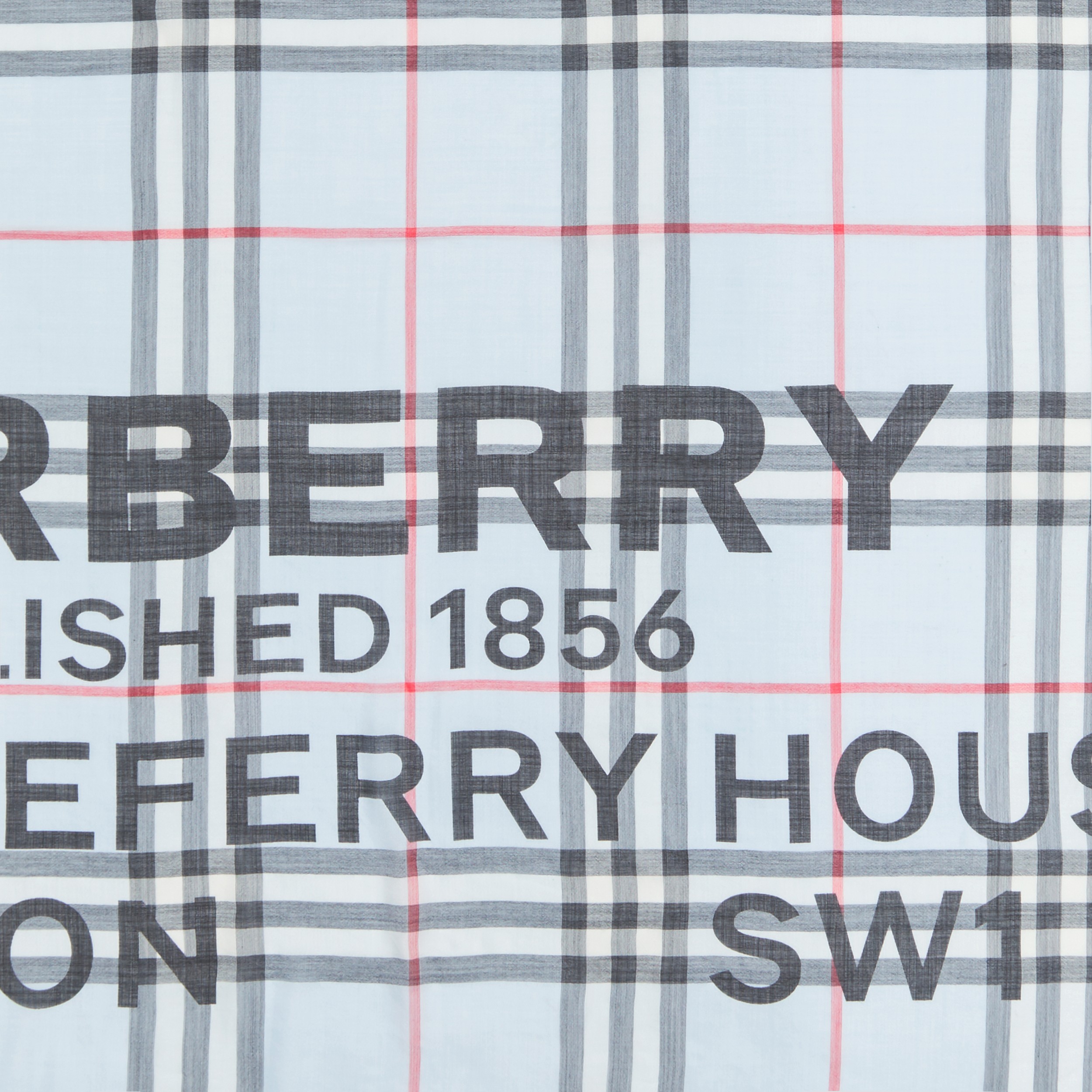 Horseferry Print Check Wool Silk Large Square Scarf in Pale Blue | Burberry® Official - 2