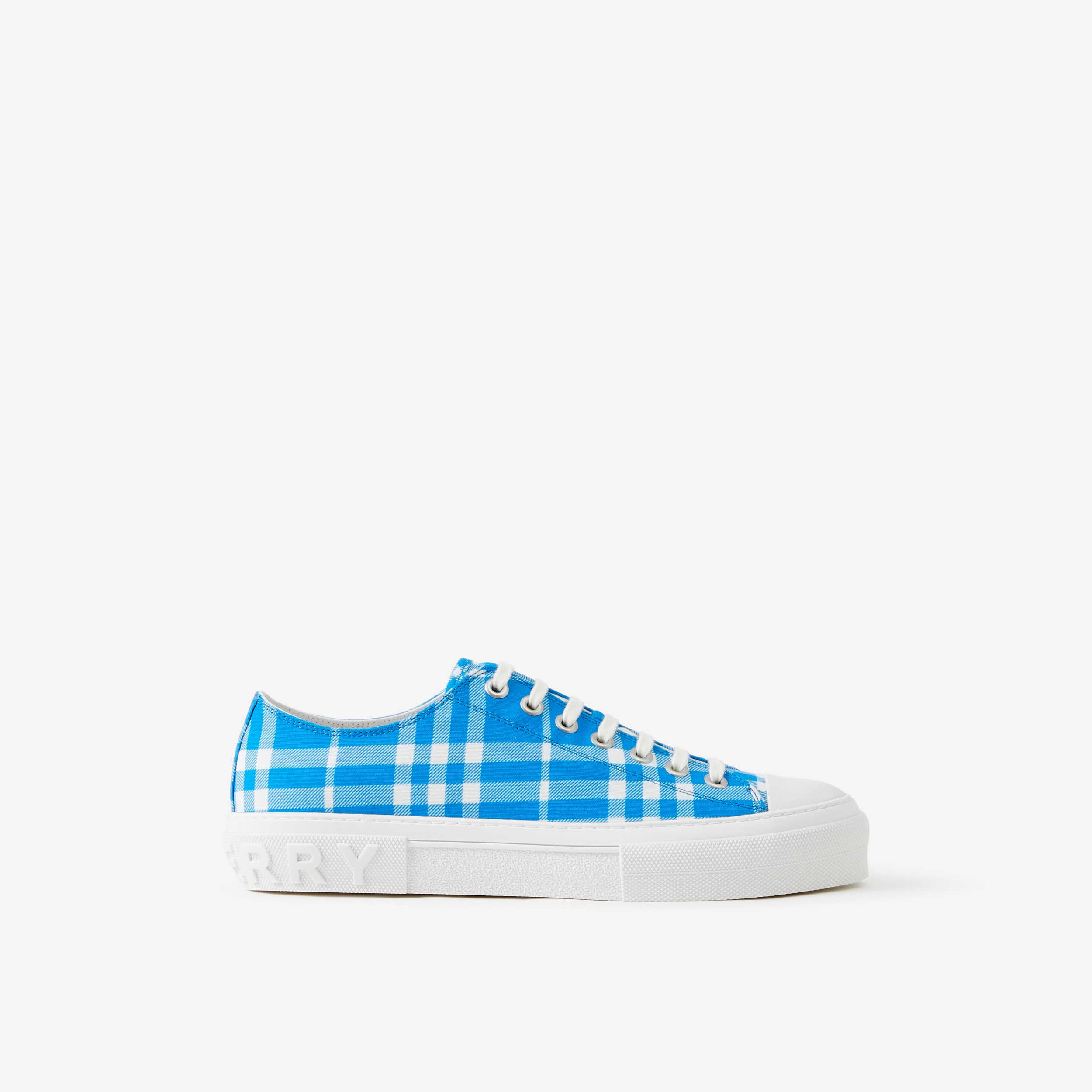 Check Cotton Sneakers in Vivid Blue - Men | Burberry® Official - 1