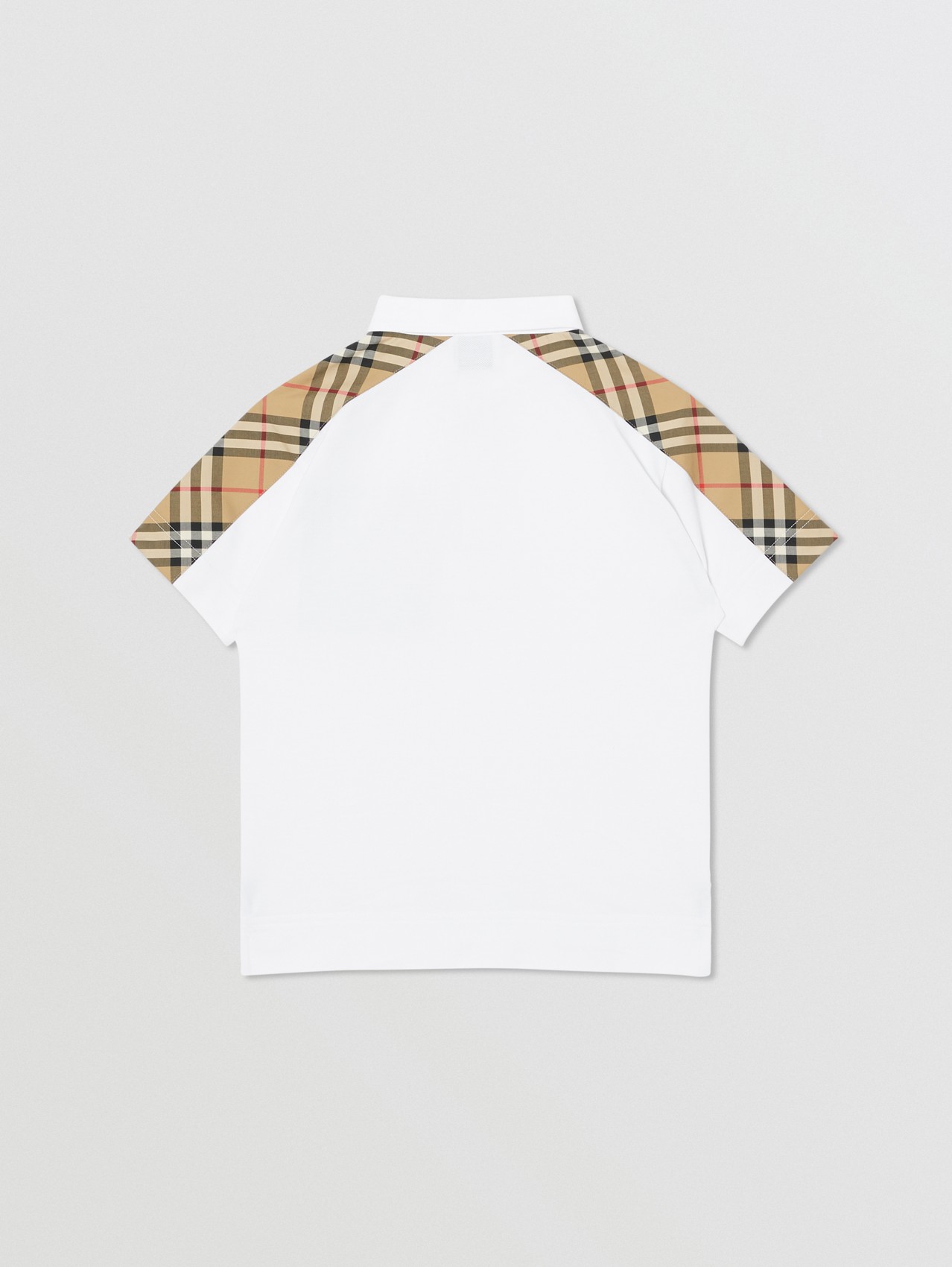 Vintage Check Panel Cotton Piqué Polo Shirt in White
