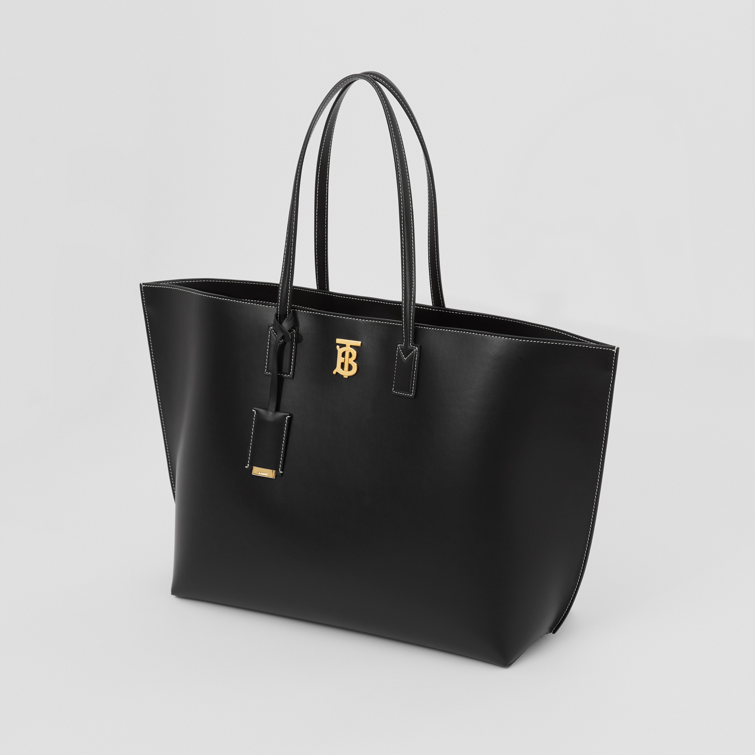Large Monogram Motif Leather Tote in Black - Women | Burberry® Official - 3