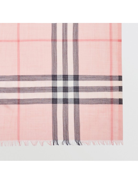 Lightweight Check Wool and Silk Scarf in Ash Rose | Burberry United States