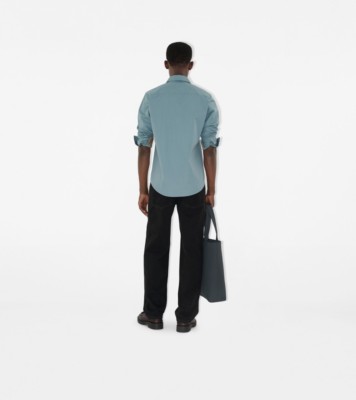 Slim Fit Cotton Poplin Shirt in Index blue - Men | Burberry
