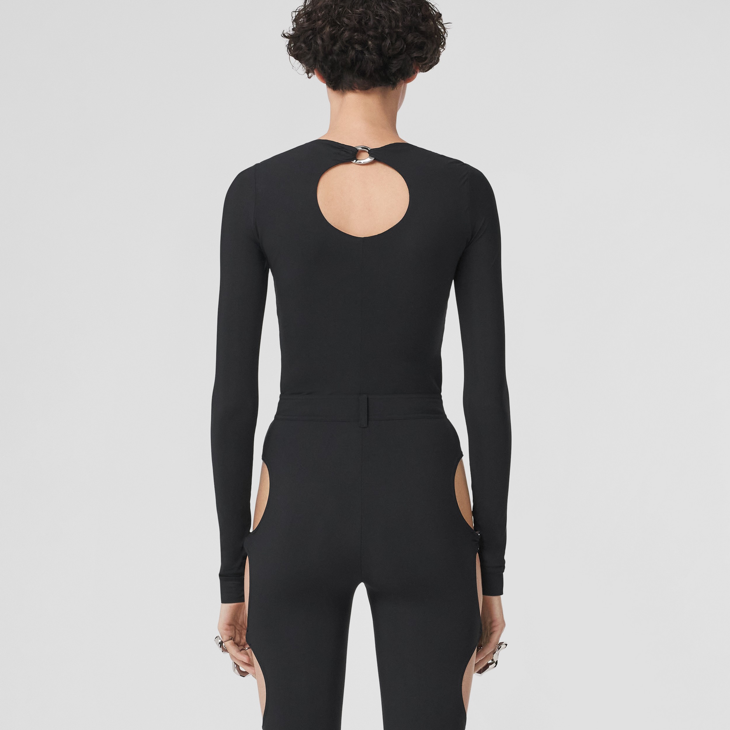 Cut-out Detail Stretch Jersey Bodysuit in Black - Women | Burberry® Official - 3